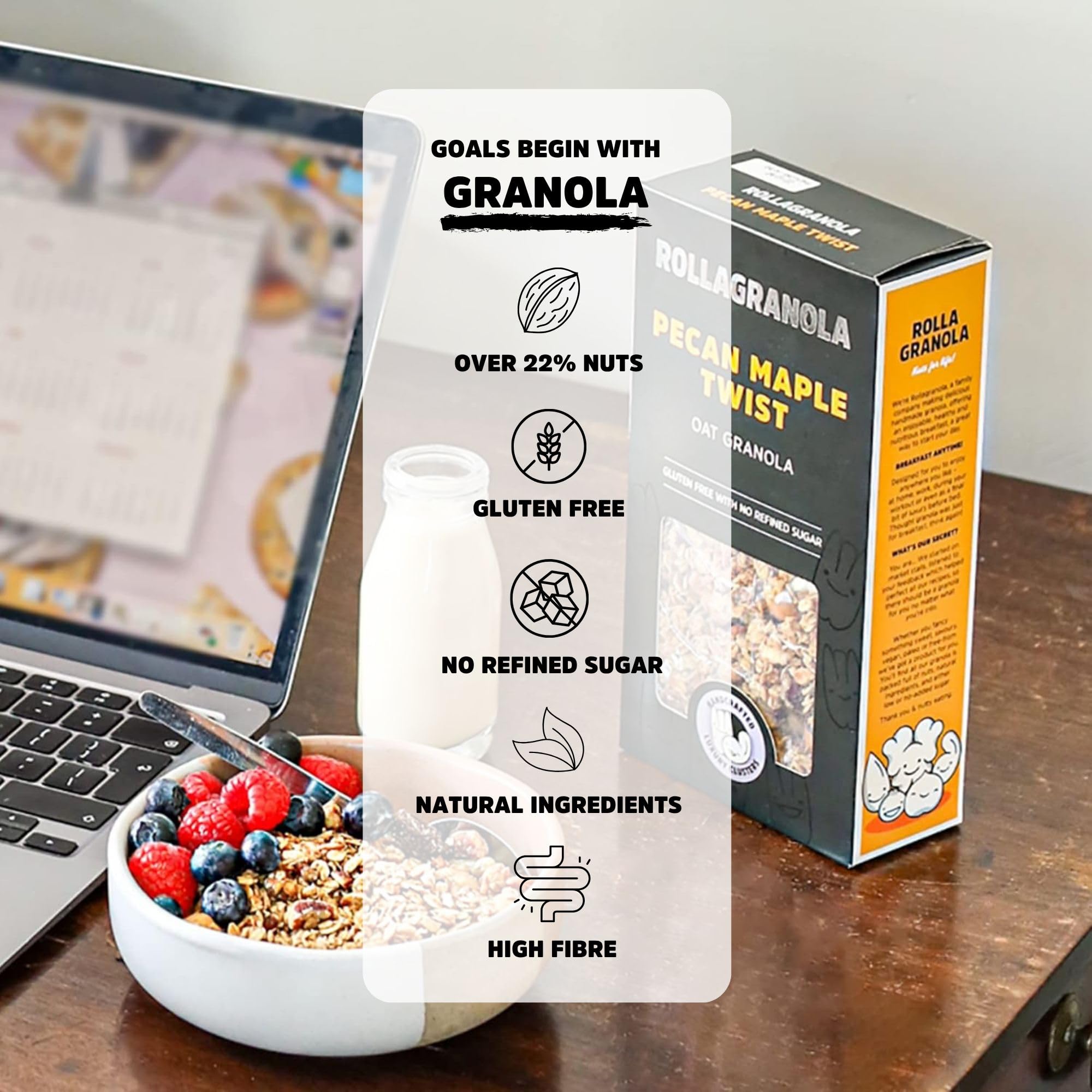 Rollagranola Pecan Maple Twist Oat Granola - 100% Natural, Refined Sugar-Free | 400g
