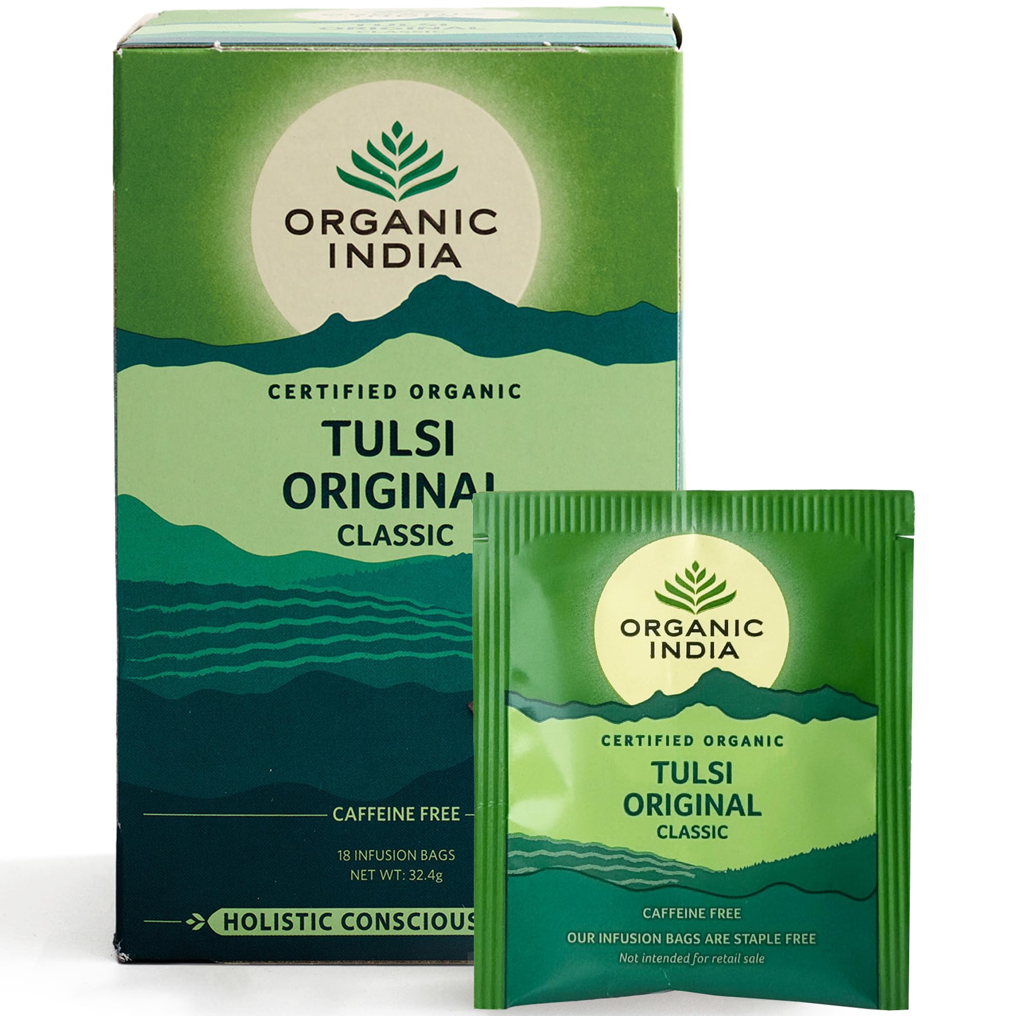 ORGANIC INDIA Tulsi Original Blend Herbal Tea - Caffeine-Free, Organic, 25 Count Teabags