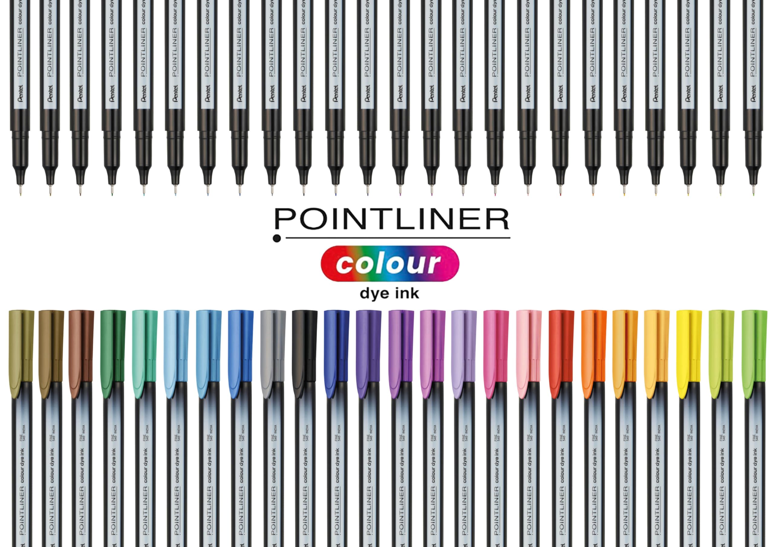 Pentel S40 Pointliner Fineliner Pen - 0.4mm Line Width | Green Ink | Metal Clad Tip 3
