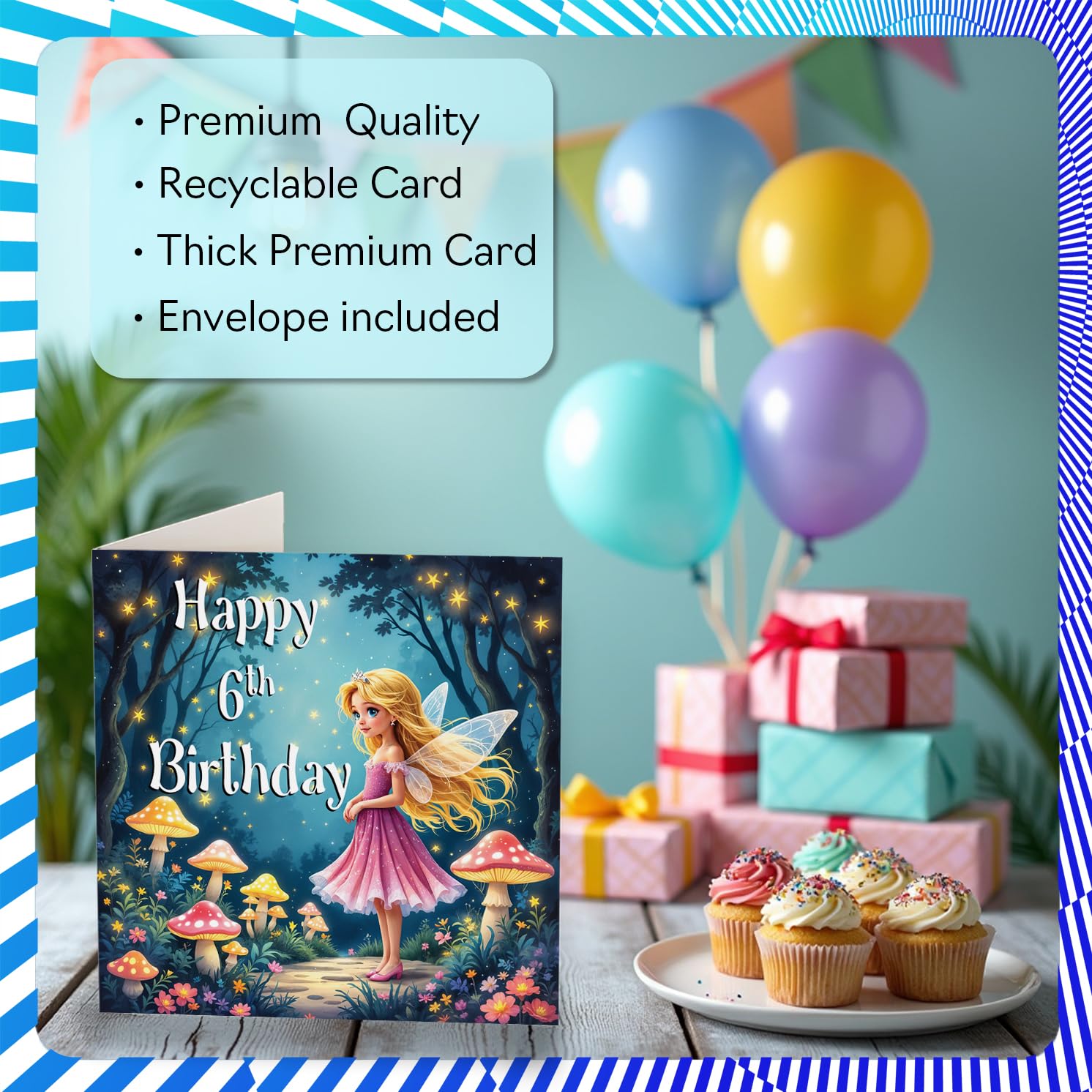 Stuff4 6th Birthday Card for Girls - Fairy Garden Design | 145mm x 145mm 3