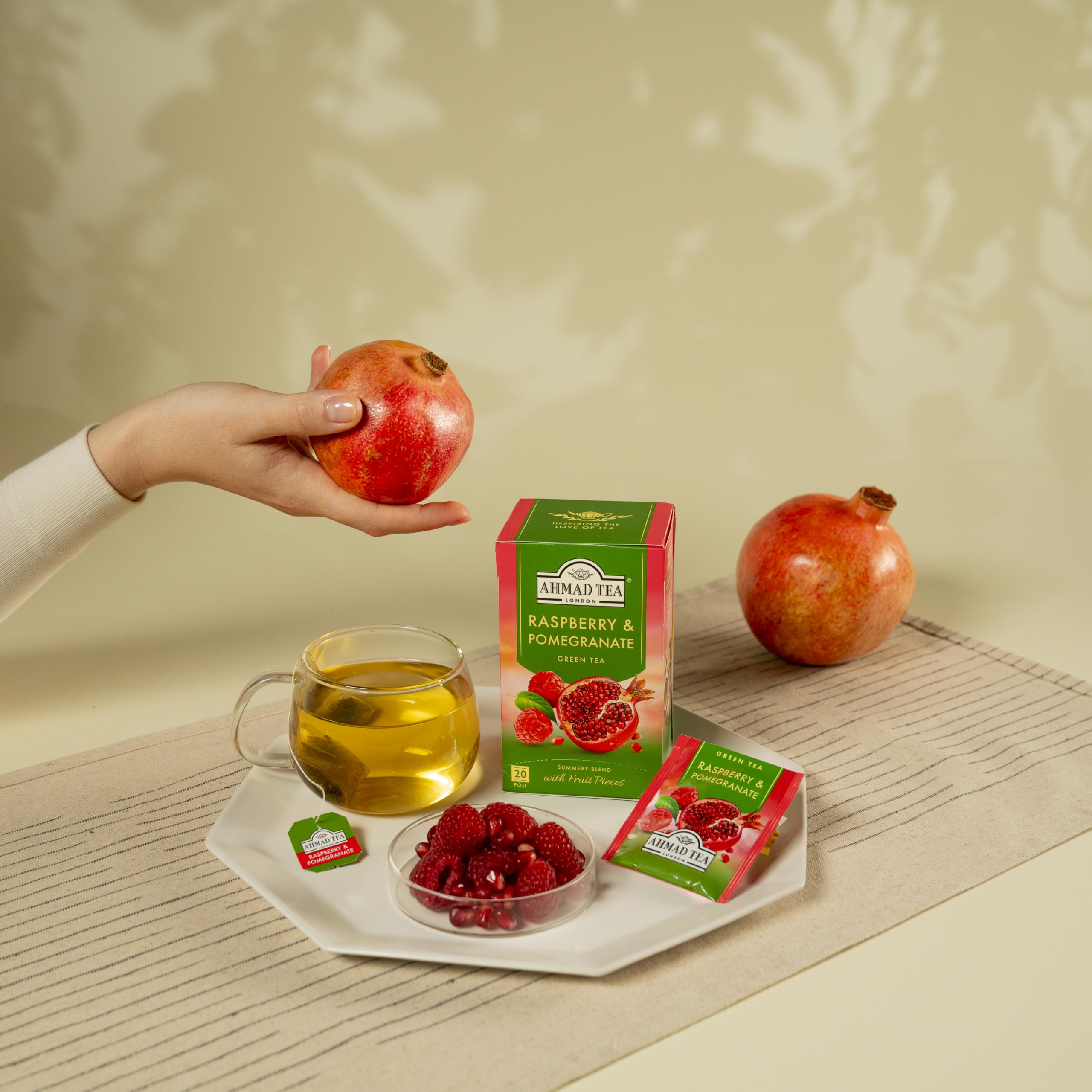 Ahmad Tea Raspberry & Pomegranate Green Tea - 20 Teabag Sachets | Chun Mee Leaf 3