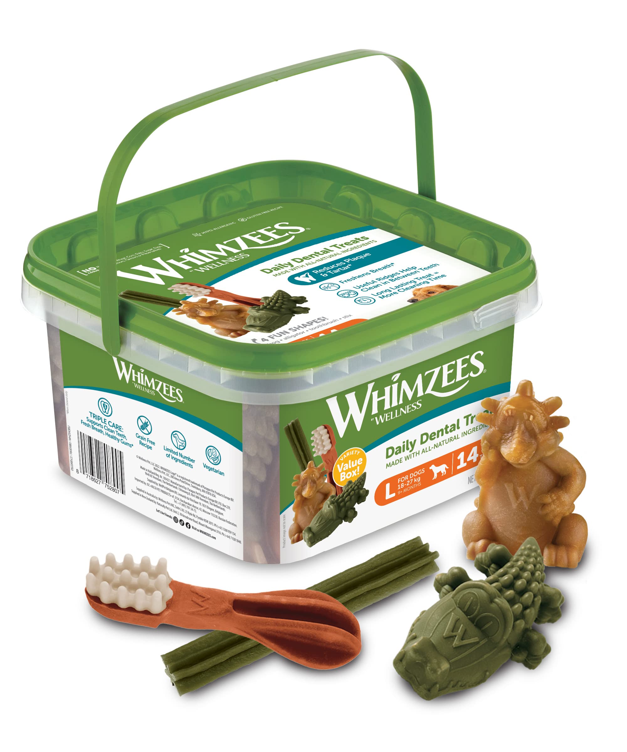 WHIMZEES Variety Box Dental L, 14 Pieces - Natural, Grain Free, Vegetarian Dog Chews for Large Breeds 1