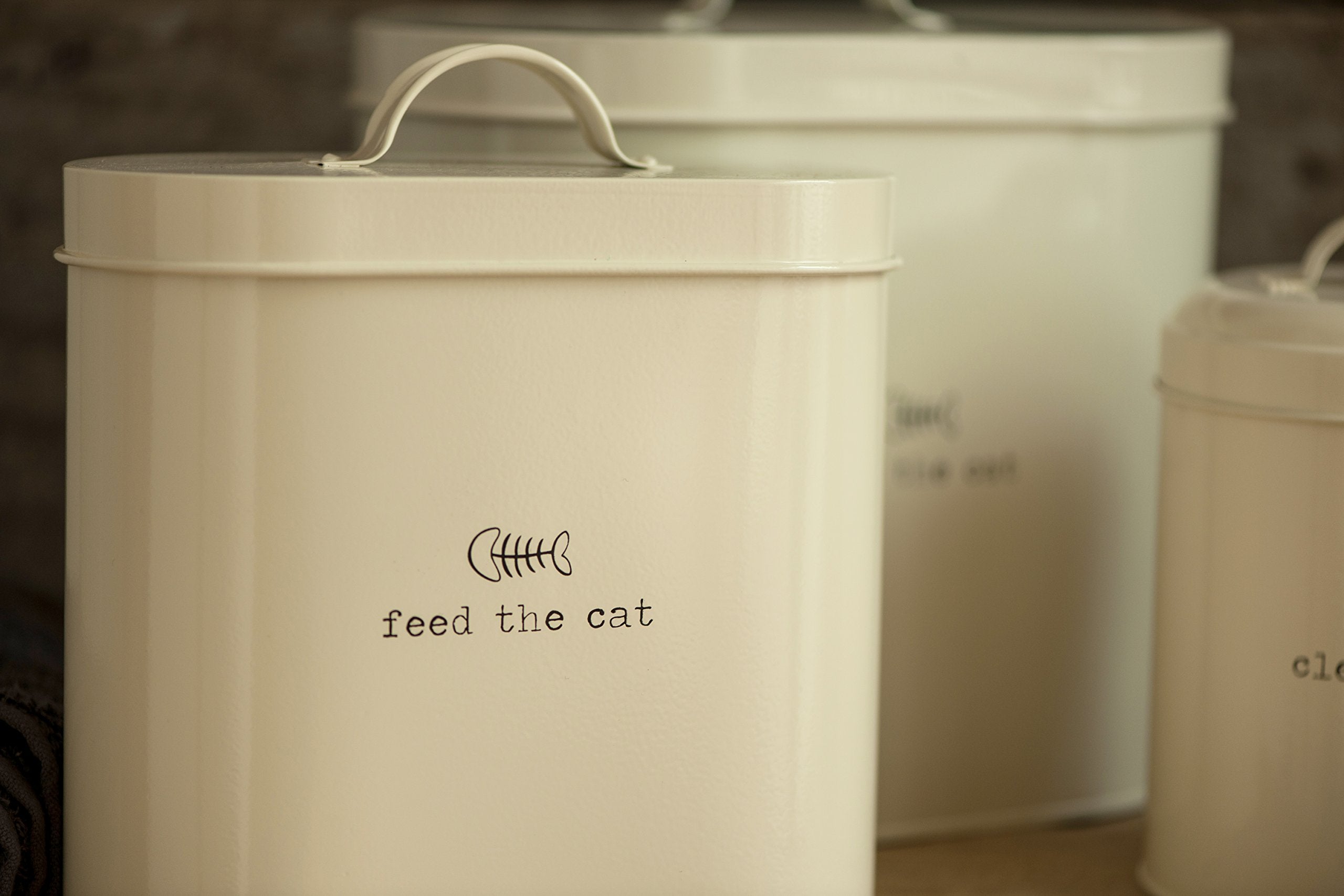 Premier Housewares Adore Pets Food Storage Bin - 2.8L Capacity | Galvanised Steel | Cream 2