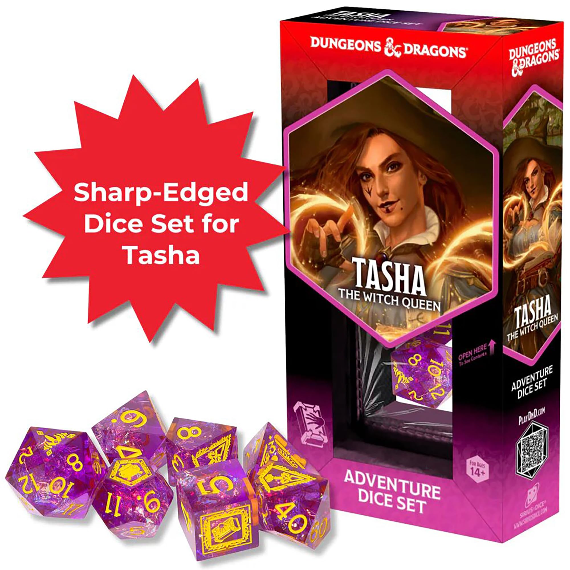 Sirius Dice Tasha the Witch Queen Sharp-Edged Dice Set - 7 Pieces | Officially Licensed D&D Accessory | Ages 14+