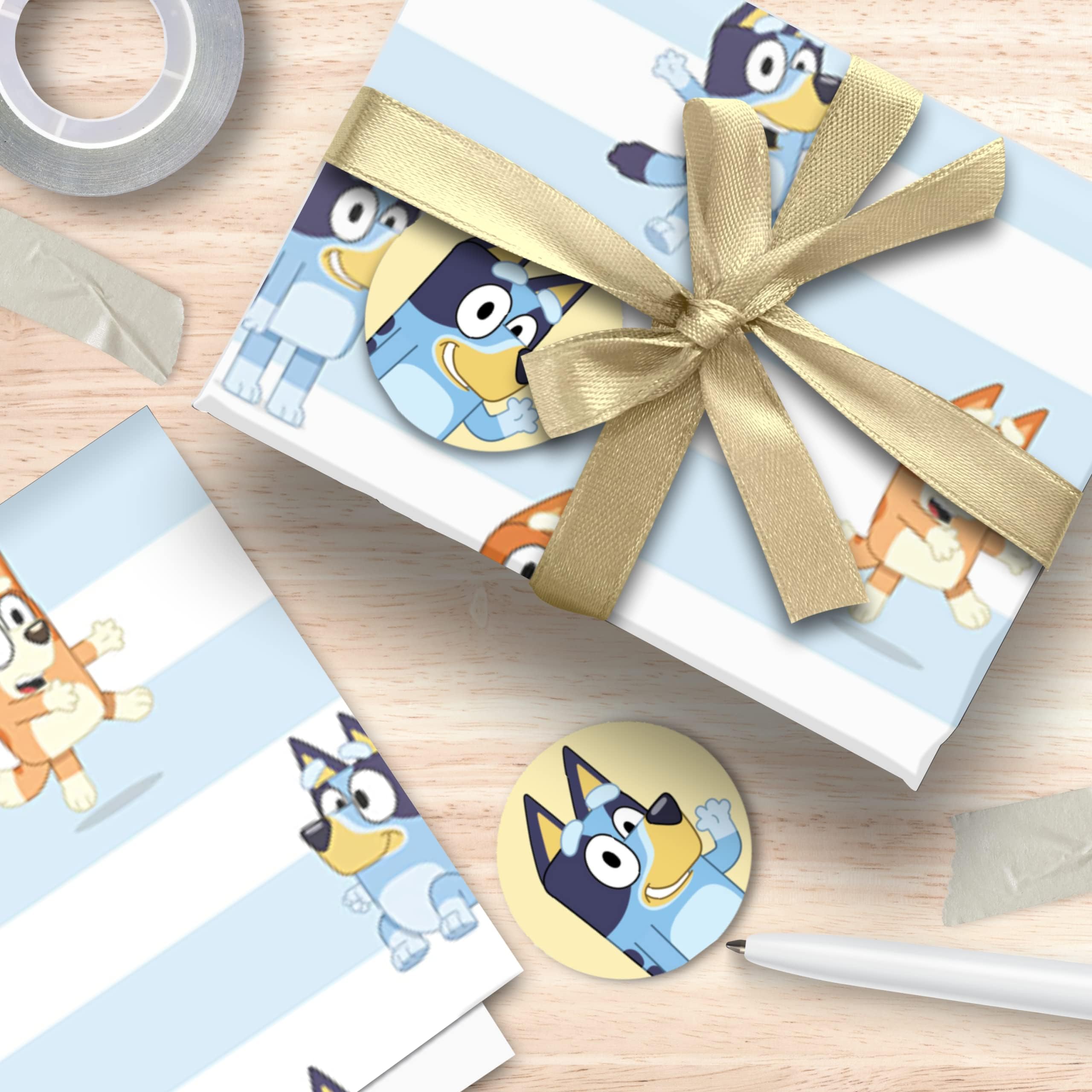 Danilo Promotions Bluey Gift Wrapping Paper 2 Pack (4 Sheets) with Tags | 70cm x 50cm 5