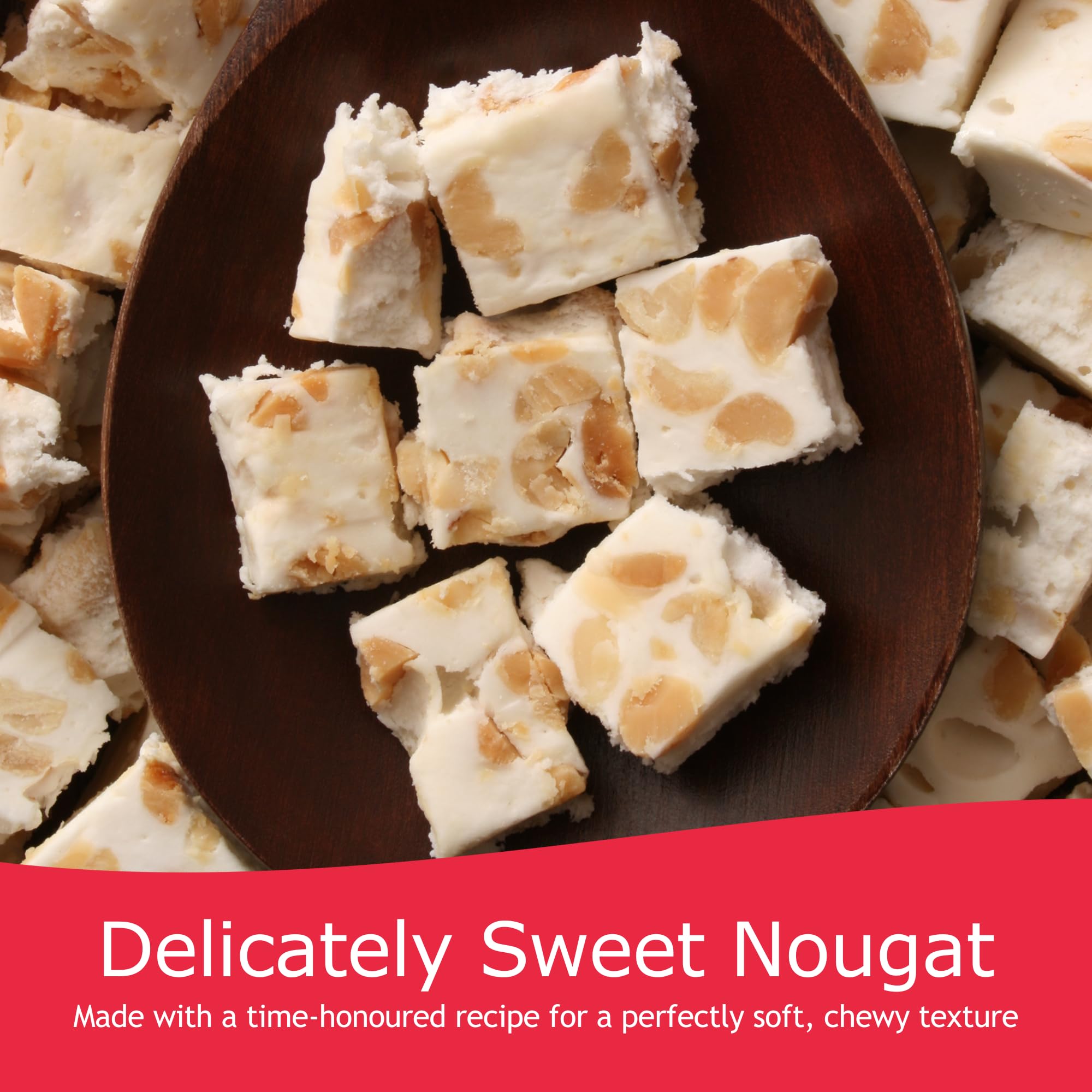 Rita Farhi Traditional Almond Nougat - Soft & Chewy Honey Recipe | 500g Gift Jar