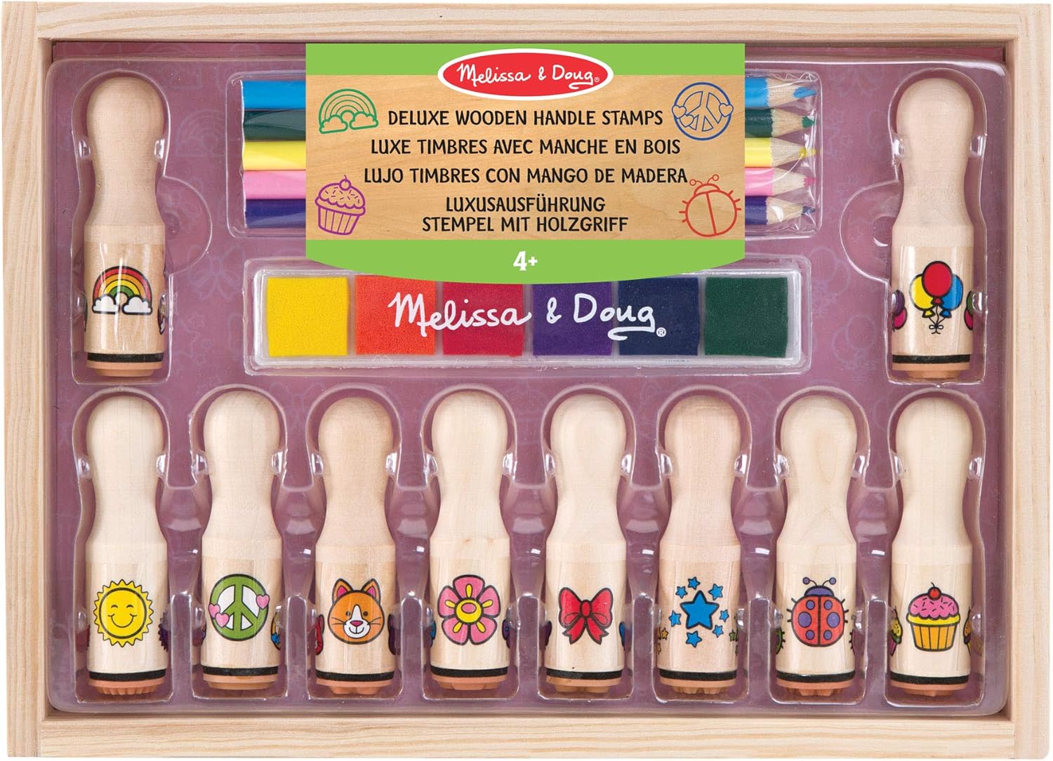 Melissa & Doug Wooden Handle Stamps - Deluxe Stamp Set for Kids 4-8 1