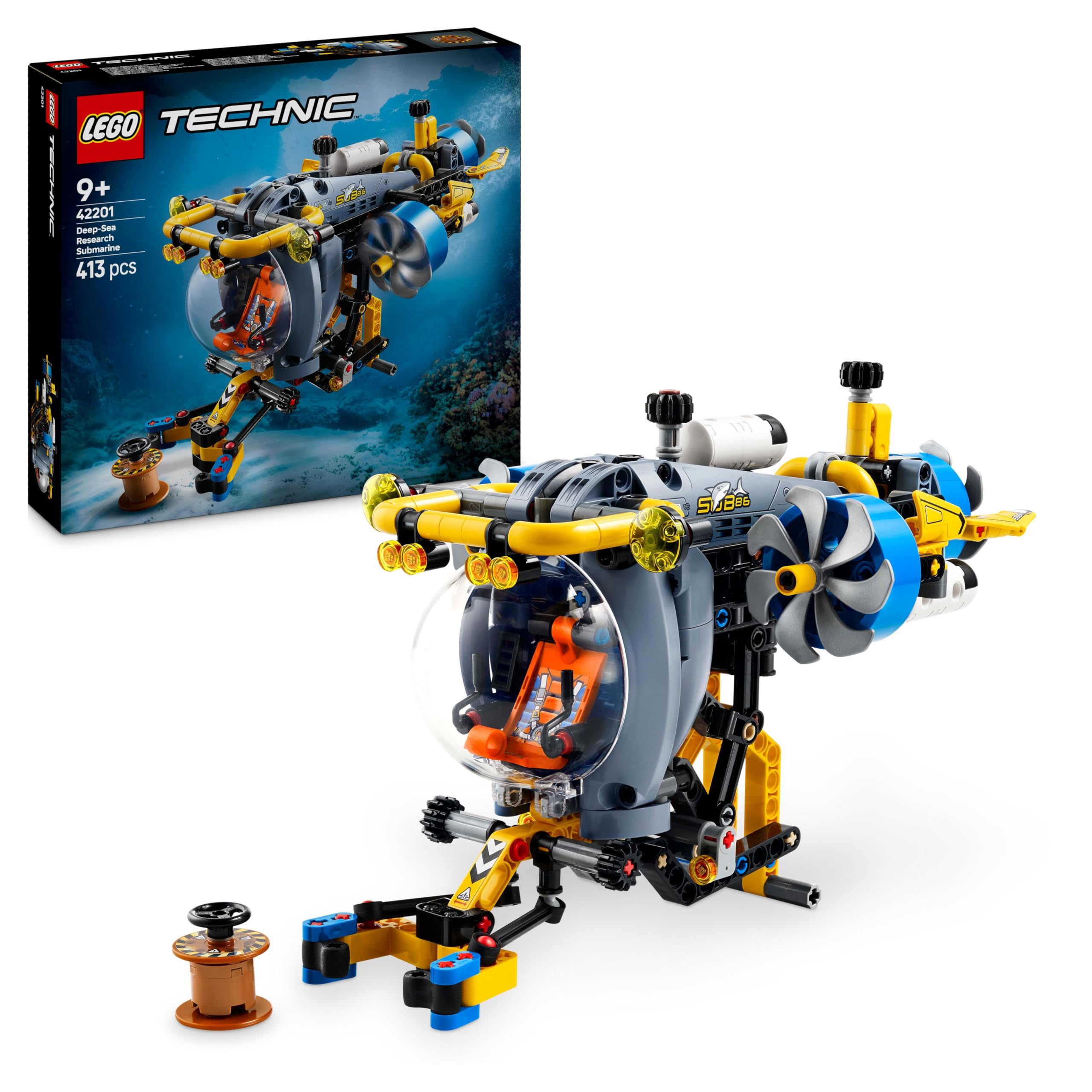 LEGO Technic Deep-Sea Research Submarine Toy Set 42201 - Engineering Introduction for Ages 9+