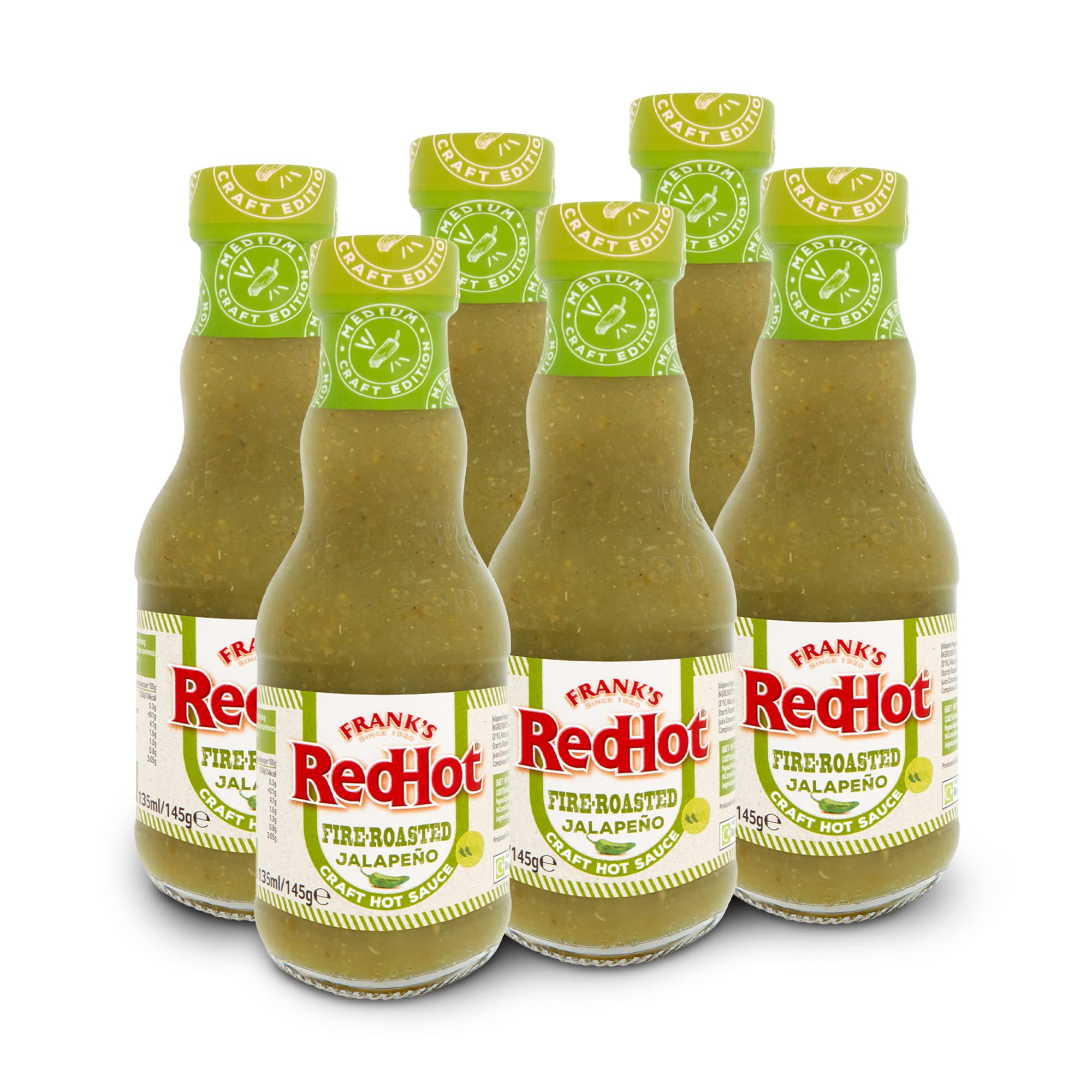 Frank's Fire-Roasted Jalapeño Craft Hot Sauce - 135 ml Bottles | Pack of 6 | Smokey Flavor 1