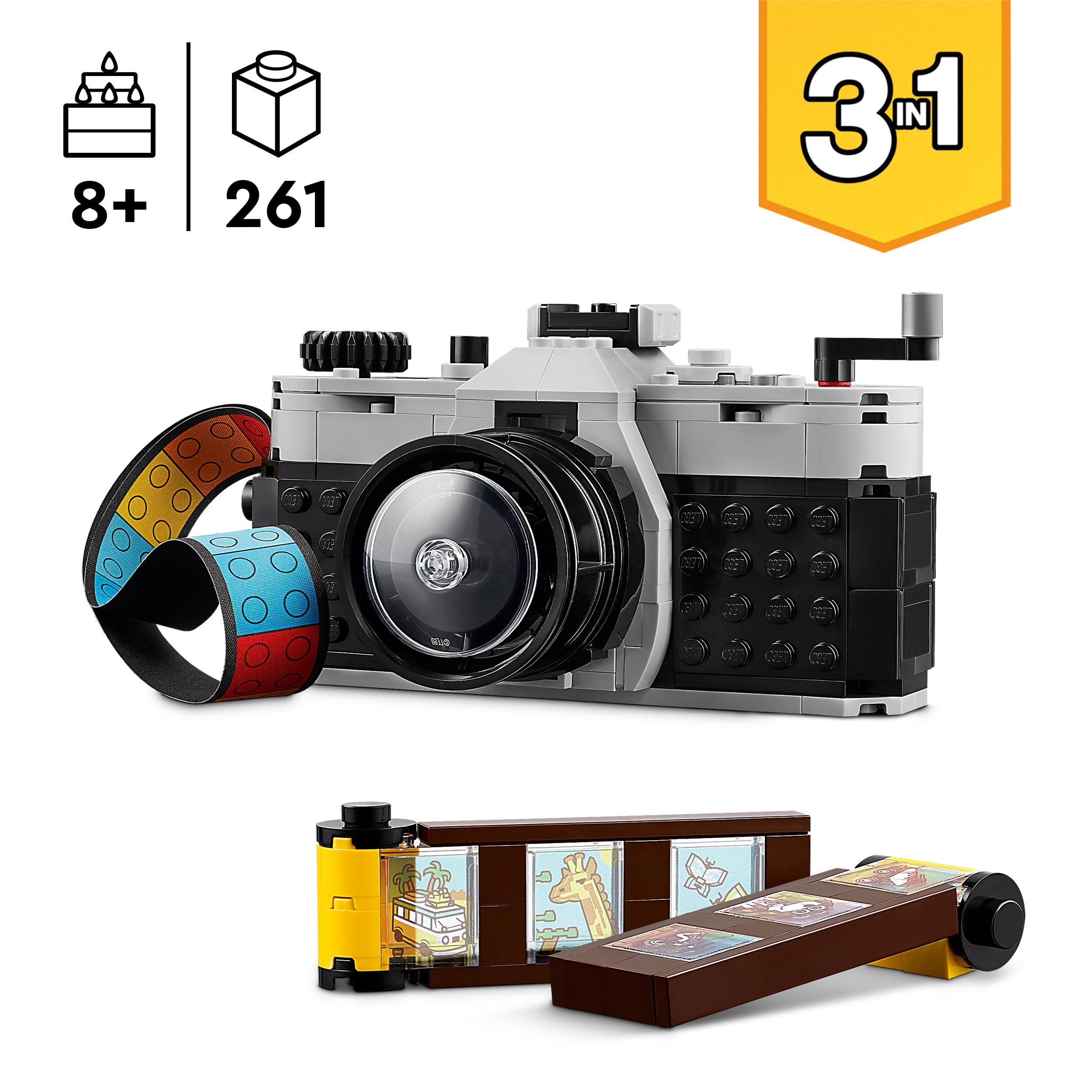 LEGO Creator 3in1 Retro Camera Toy to Video Camera to TV Set, Kids' Desk Decoration or Bedroom Accessories, Photography Gifts for Girls and Boys Aged 8 Plus Years Old Who Enjoy Creative Play 31147 6