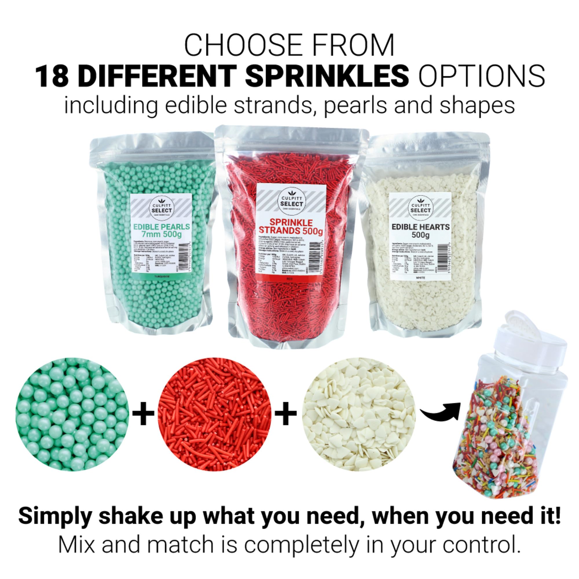 Culpitt Select Red Sugar Strands Sprinkles - 500g Resealable Pouch | Edible Cake Decorations 3