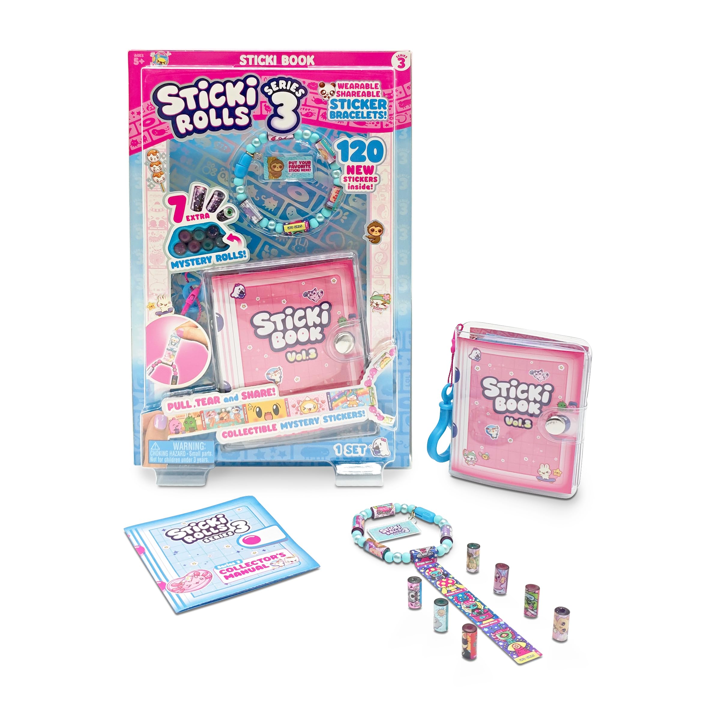 STICKI ROLLS Sticki Book S3 | 120 Wearable Shareable Stickers, Activity Book, Bracelet | Model SR2013