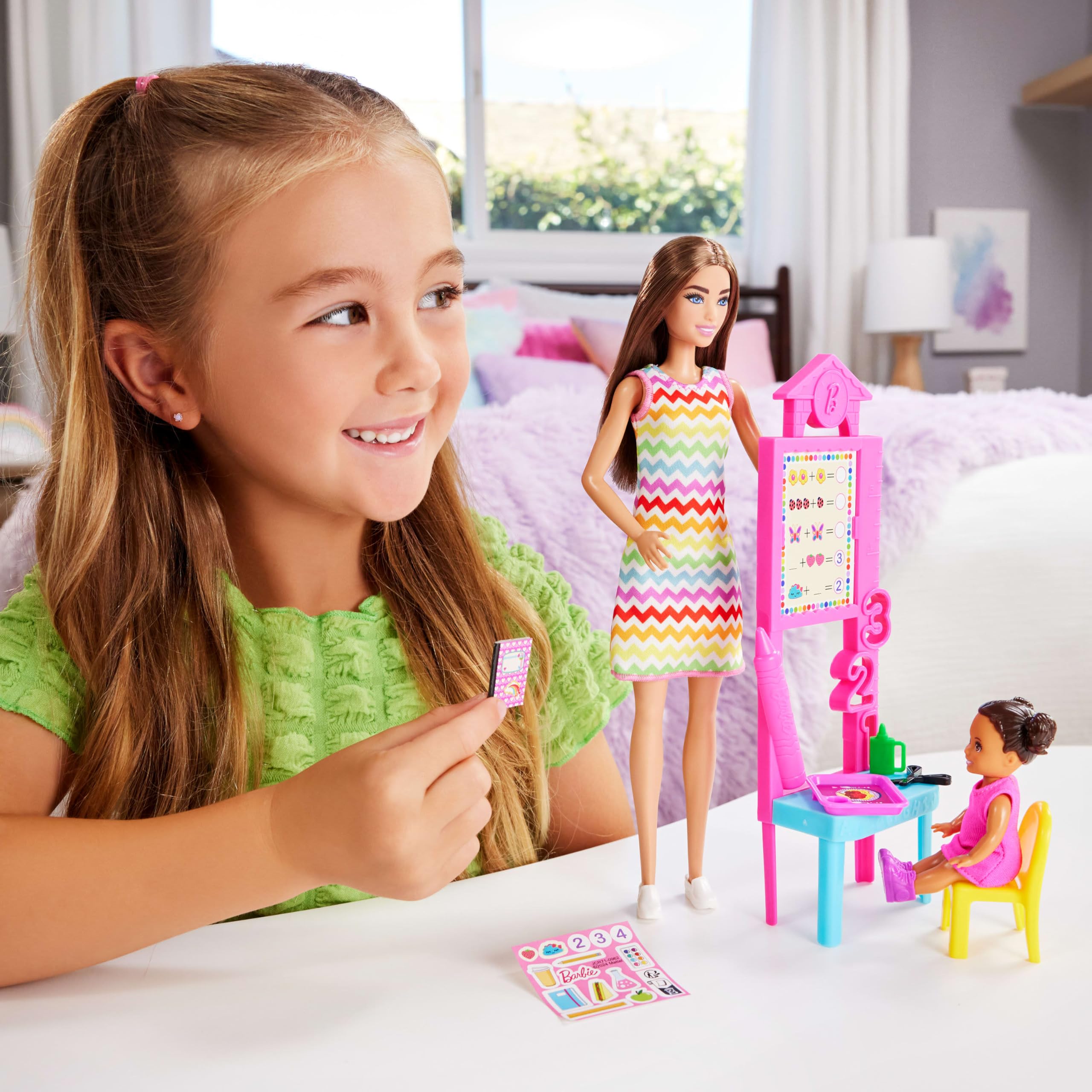 Barbie Teacher Doll Playset with Toddler Student & Classroom Accessories 4