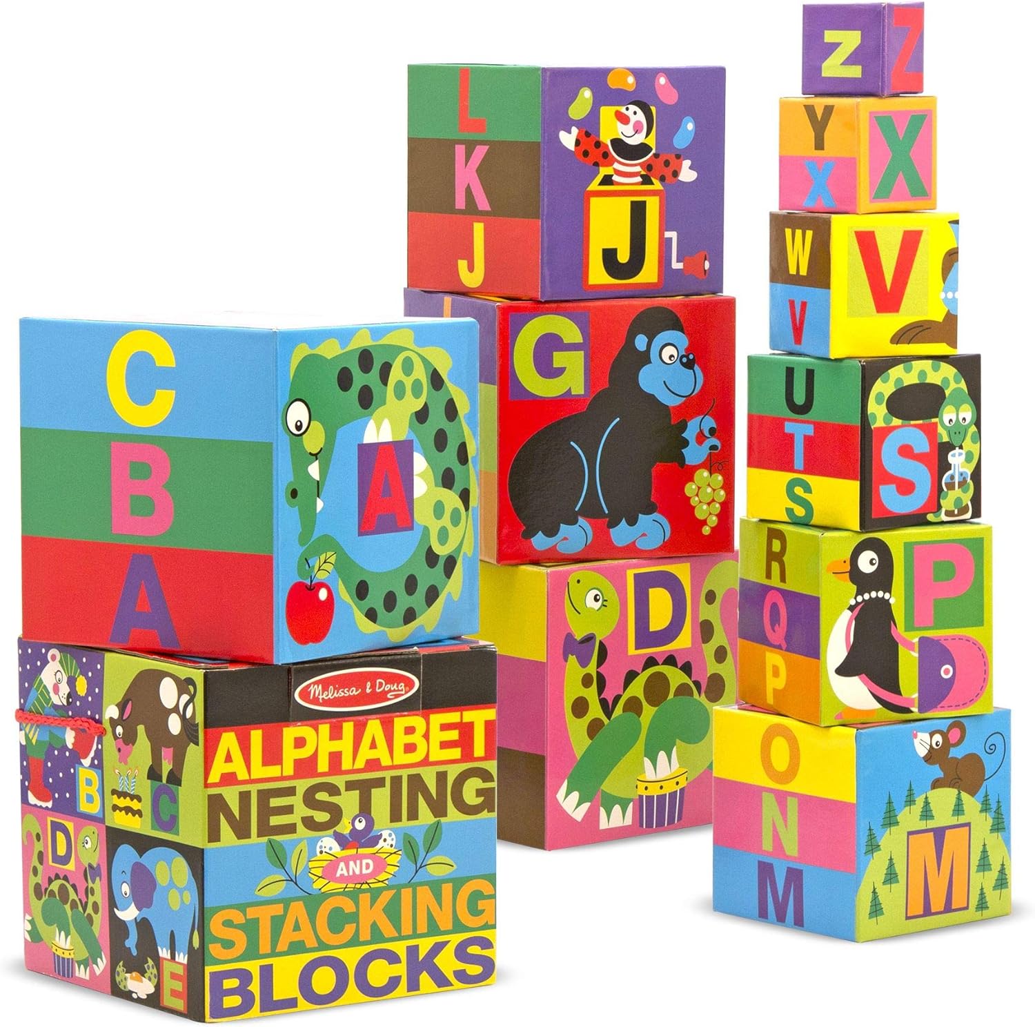 Melissa & Doug Alphabet Nesting and Stacking Blocks - Educational Building Playset for Toddlers 2+