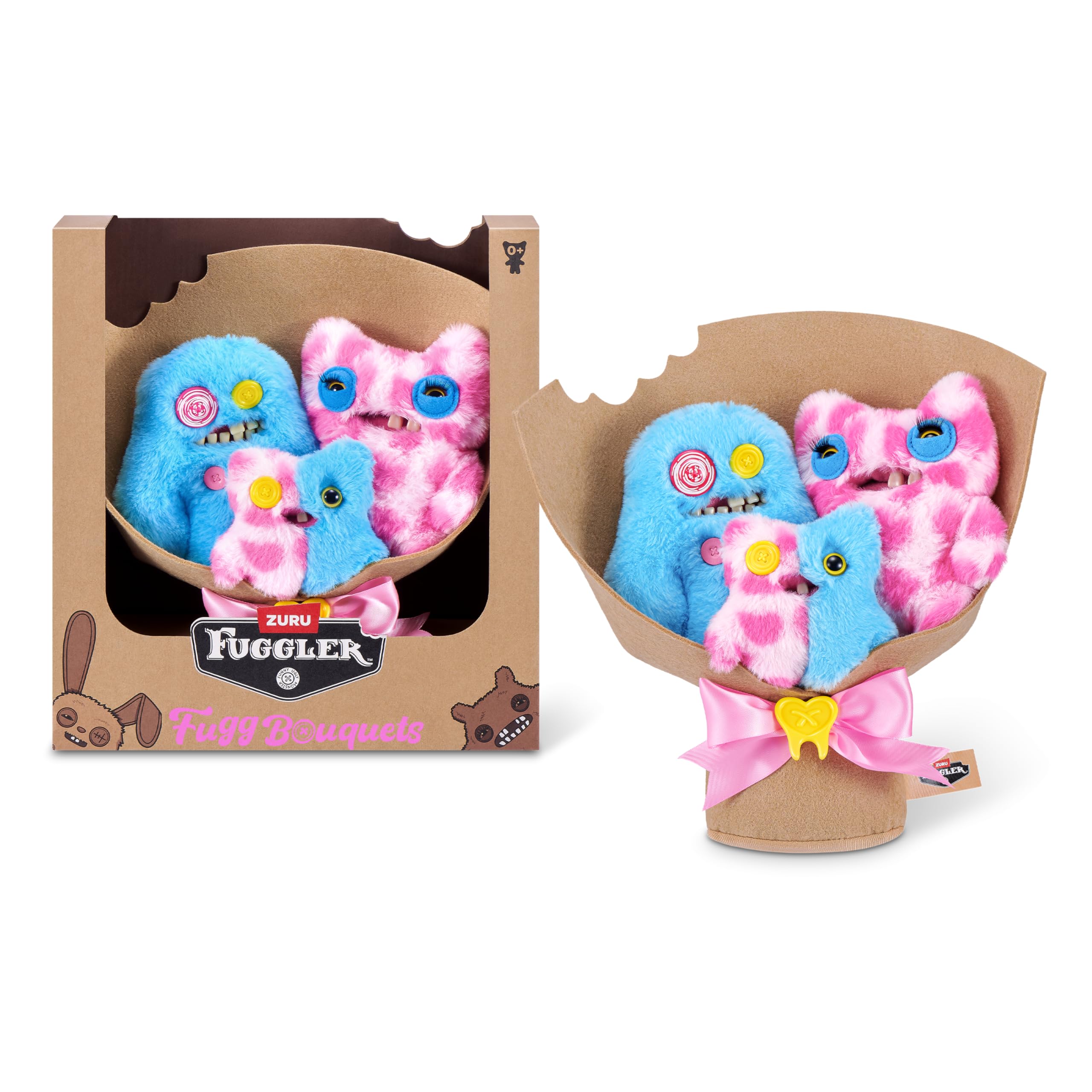 Fuggler Soft Dolls Bouquet - Sasquoosh, Stinkface, Squooshface - 2 x 9 inch, 1 x 3.5 inch Plush Set