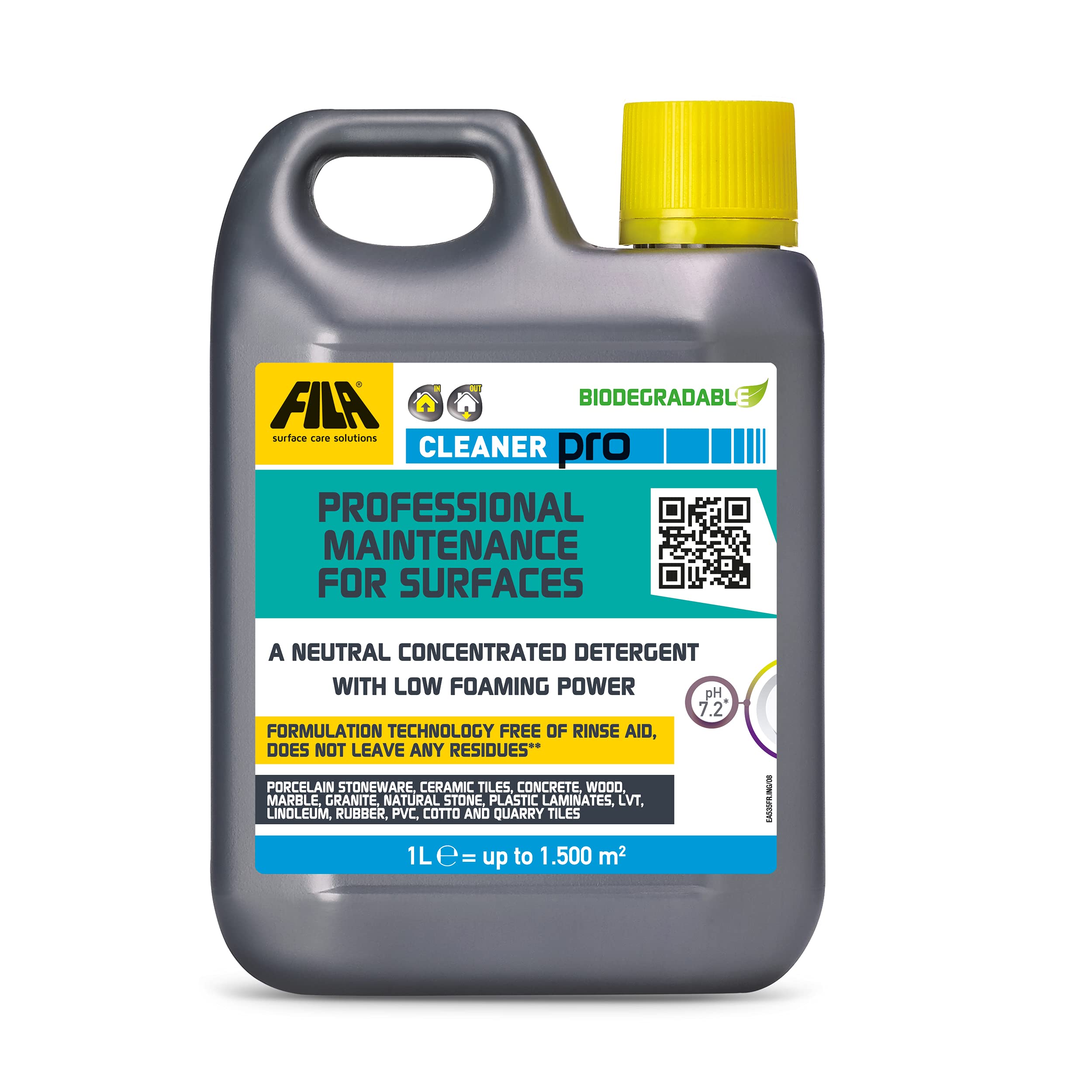 FILA Surface Care Solutions CLEANER PRO - Concentrated Neutral Detergent | 1L Lemon Scent 1