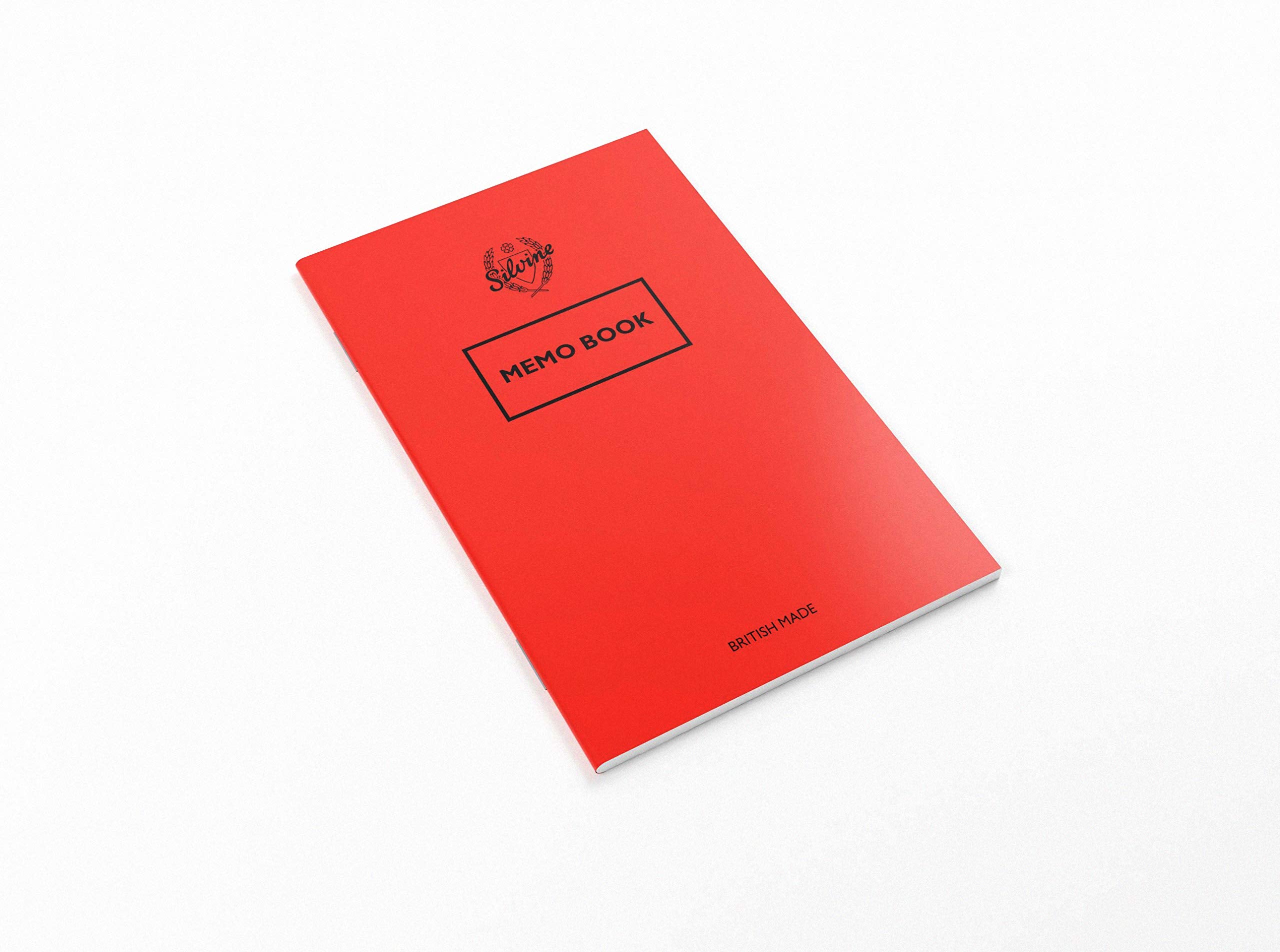 Silvine Red Memo Book - 72 Pages Lined, 158x99mm Pocket Size | 3 Pack | 75gsm Paper 3