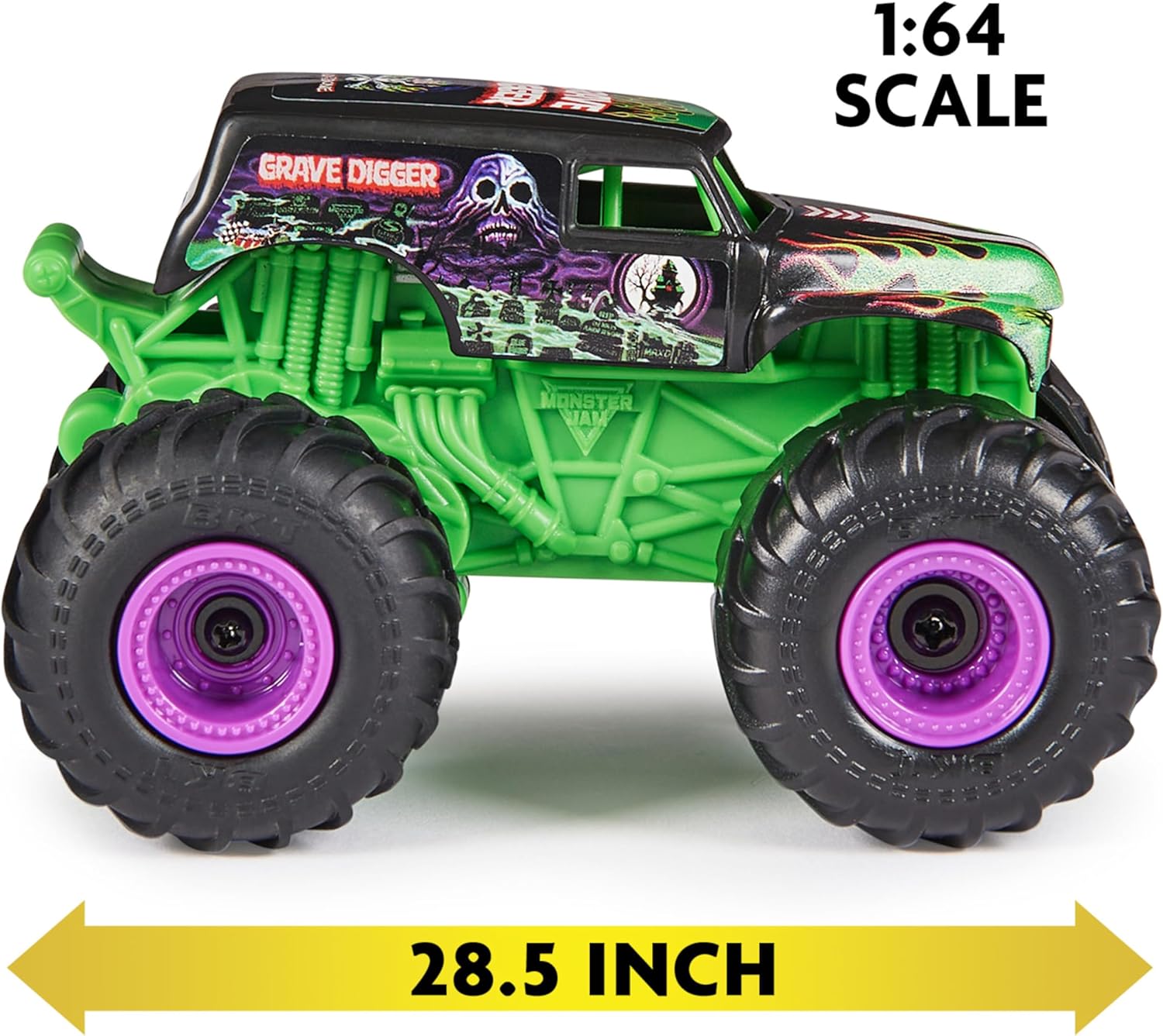 Monster Jam Grave Digger 1:64 Scale RC Truck with Ramp - Remote Control Monster Vehicle for Kids 7