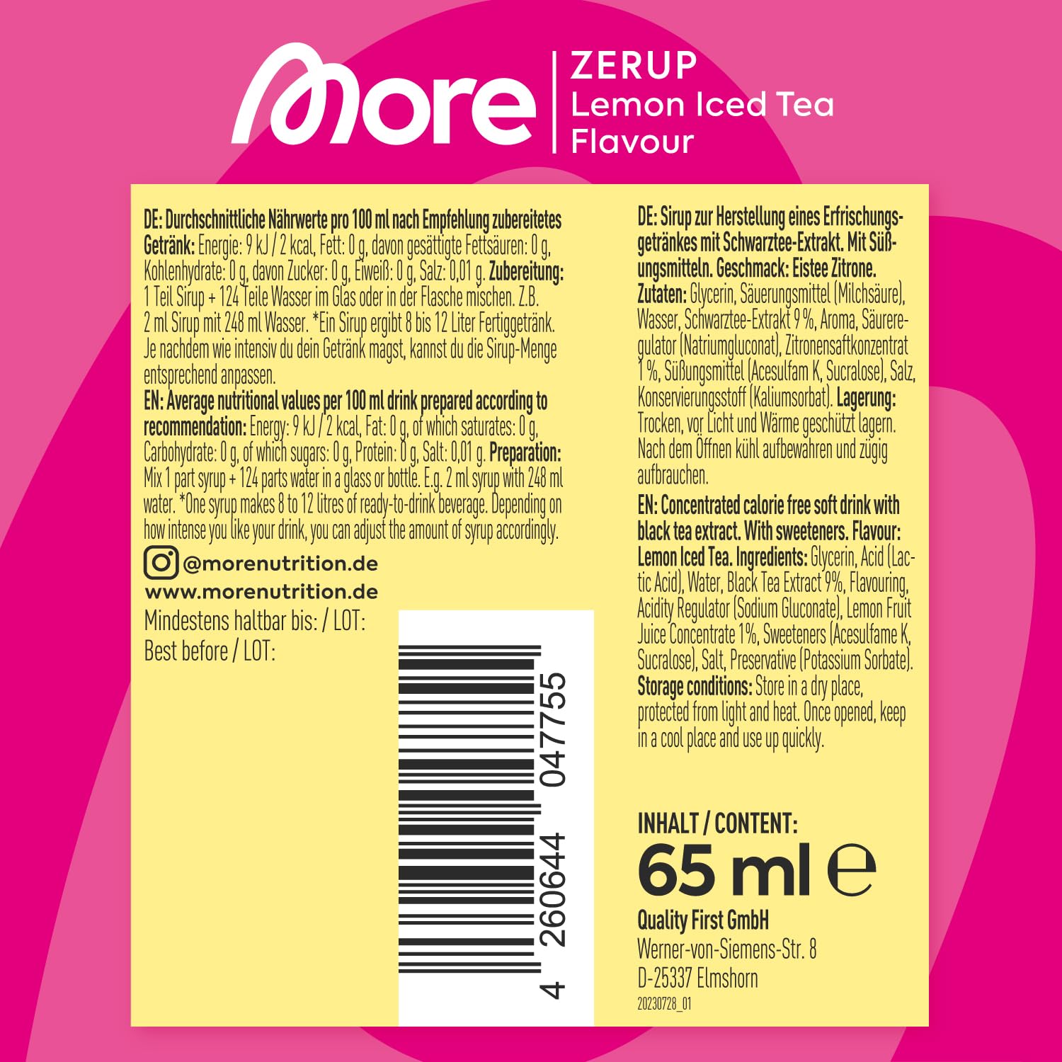 MORE Zerup Lemon Iced Tea Zero Calorie Syrup with Real Fruit Extracts, 80g 5