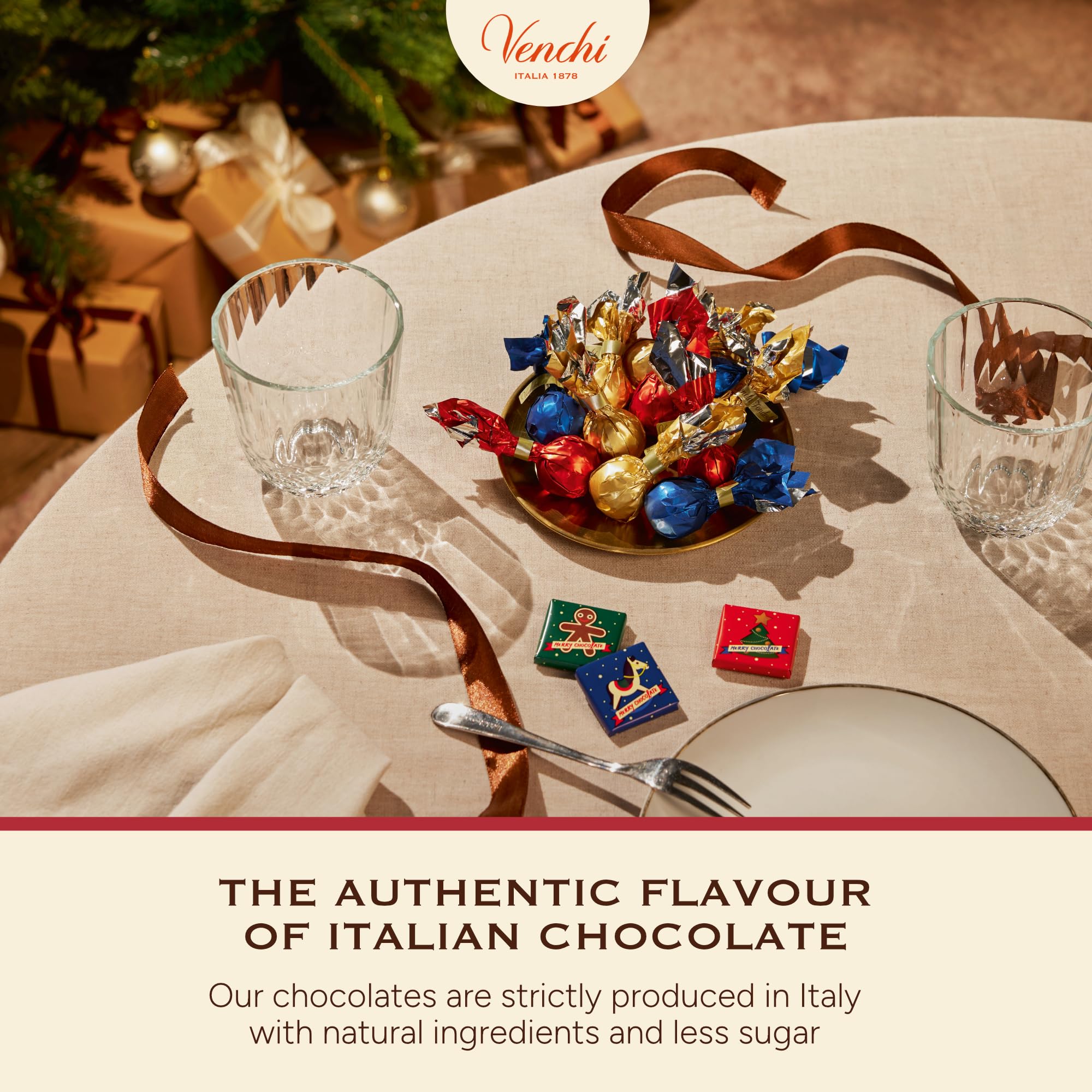 Venchi Gift Box with 16 Dark Mini Blend Chocolates | 60%, 75%, 90% Cocoa | 1.7 oz 7