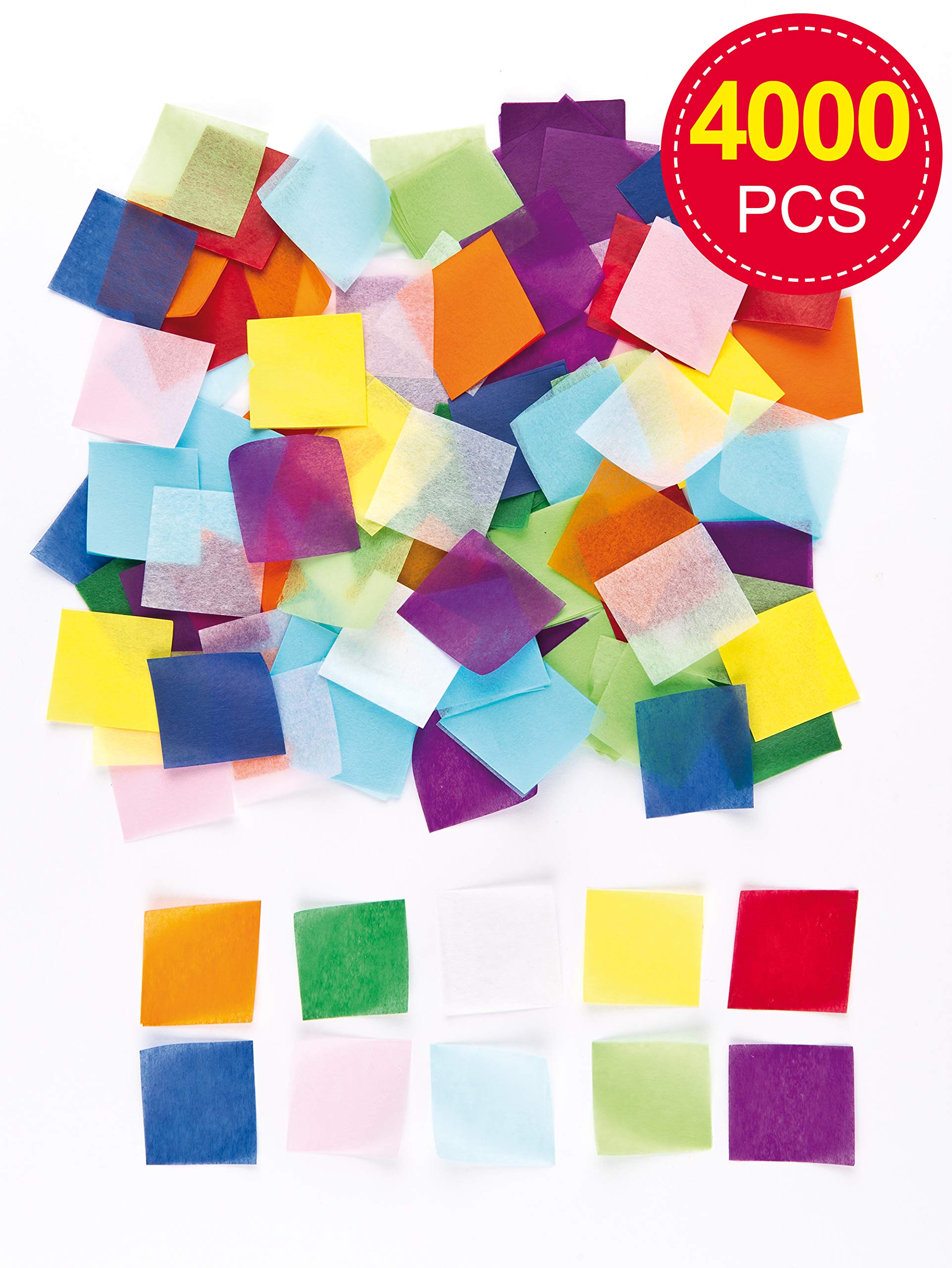 Baker Ross EV2752 Mini Rainbow Tissue Paper Squares - 4000 Pack | 38mm x 38mm