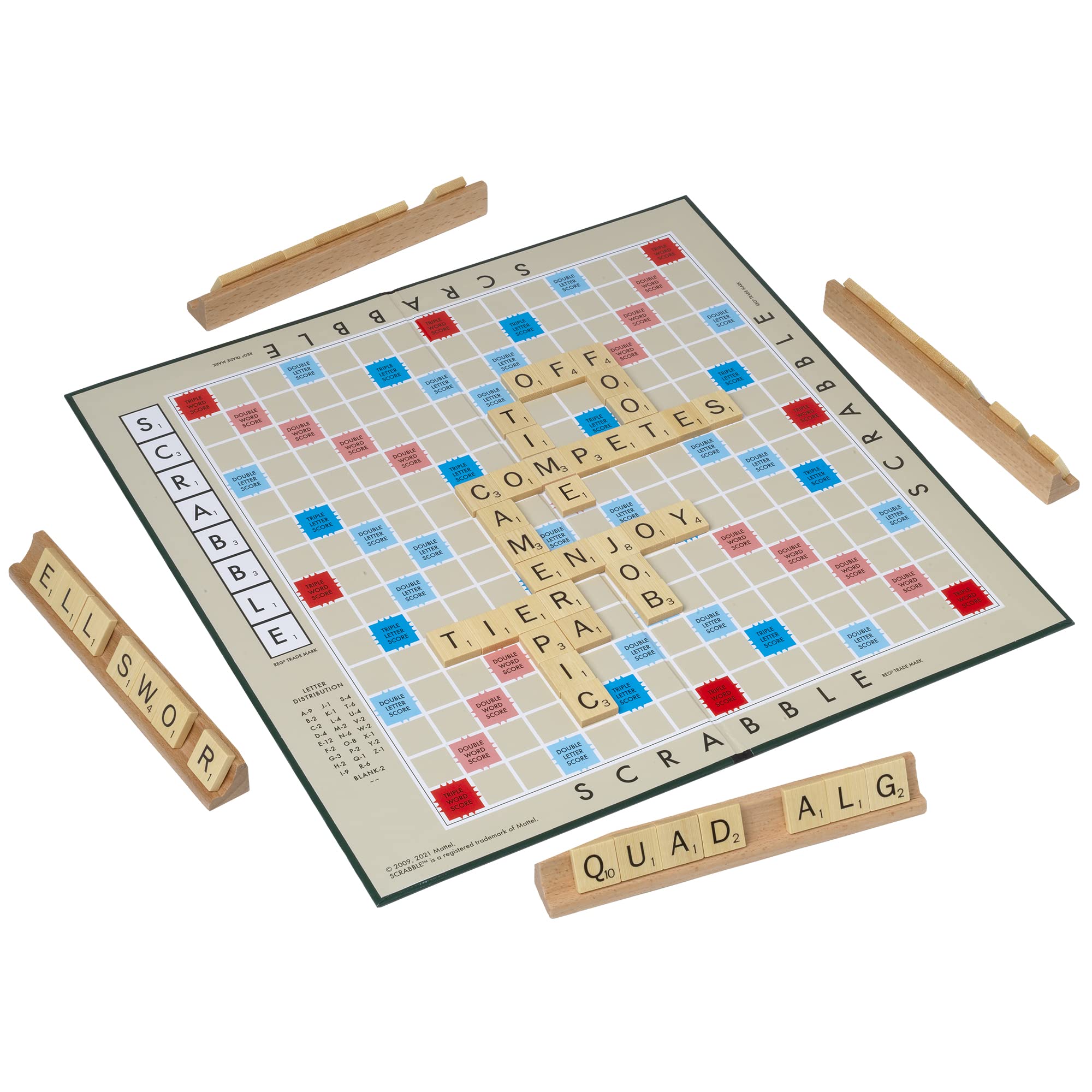 Ideal Scrabble Classic - Reproduction of 1950's Design | 100 Wooden Tiles | 2-4 Players | Ages 10+