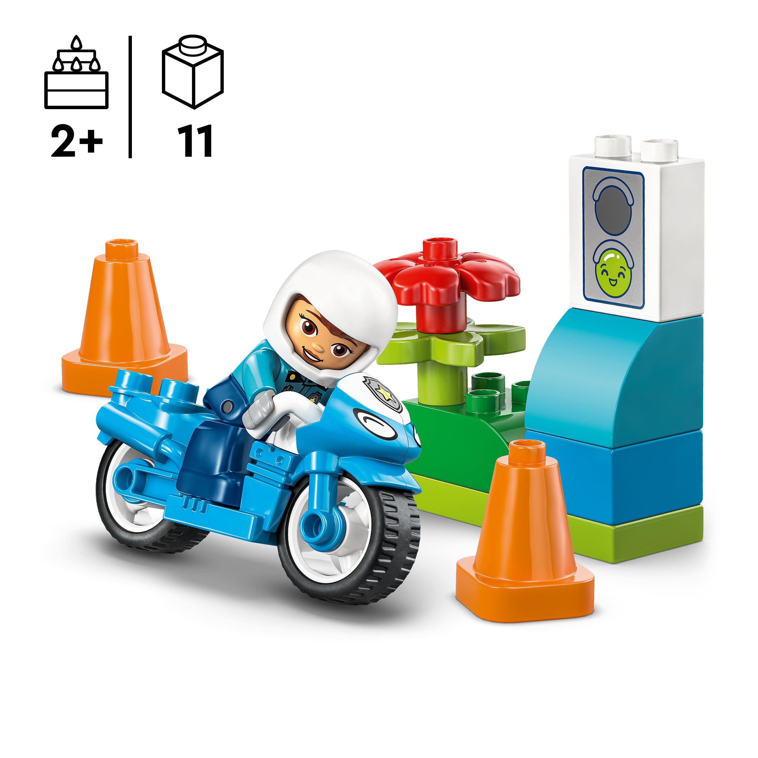 LEGO DUPLO 10471 Blue Police Motorcycle Building Set for Toddlers 2+ | Motor Skills & Traffic Learning 2