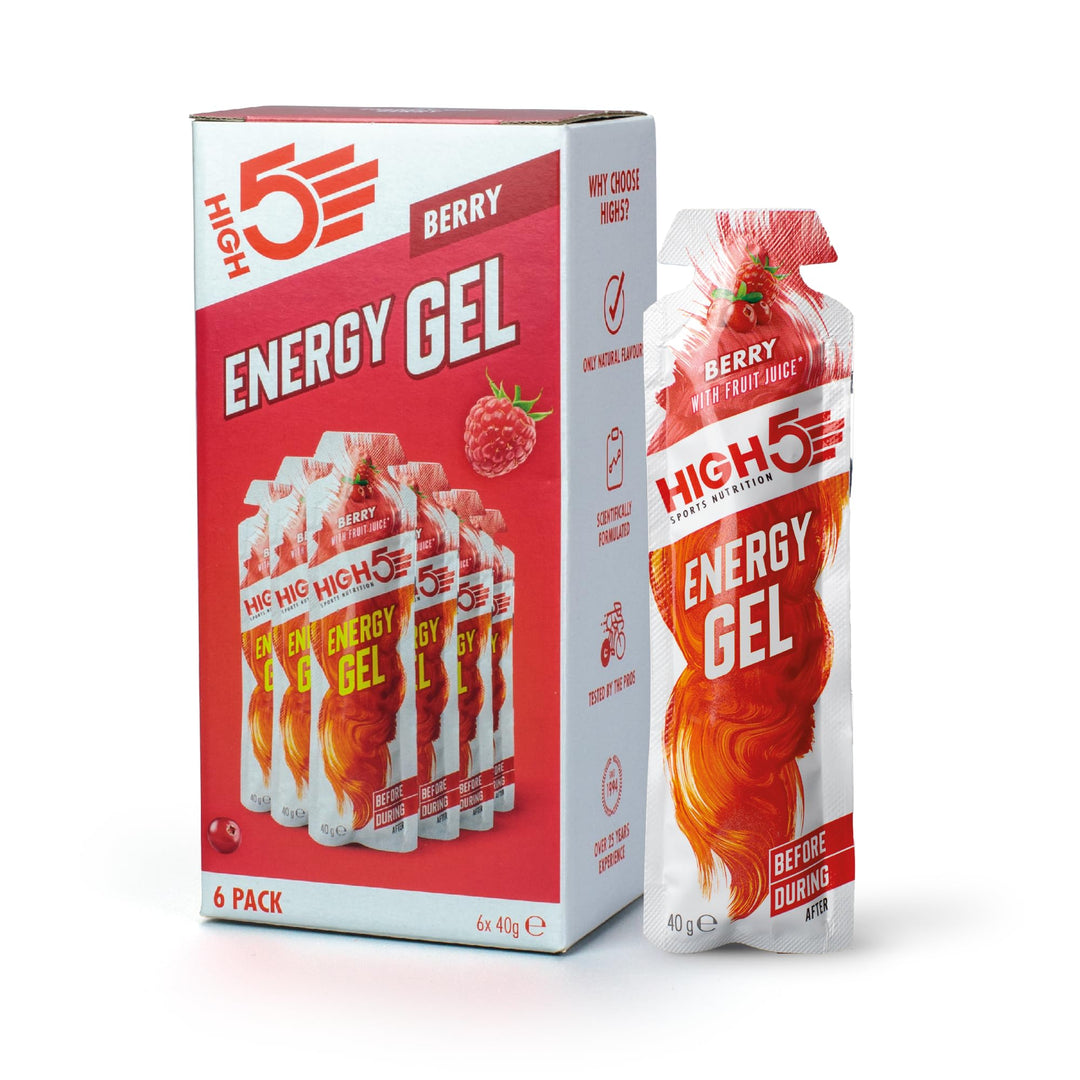 HIGH5 Energy Gels - Quick Release Sports Gels to Power Muscles for Peak Performance - Natural Fruit Juice & Caffeine-Free - On The Go Energy Boost for Running, Cycling and Endurance (Berry, 6 x 40g)