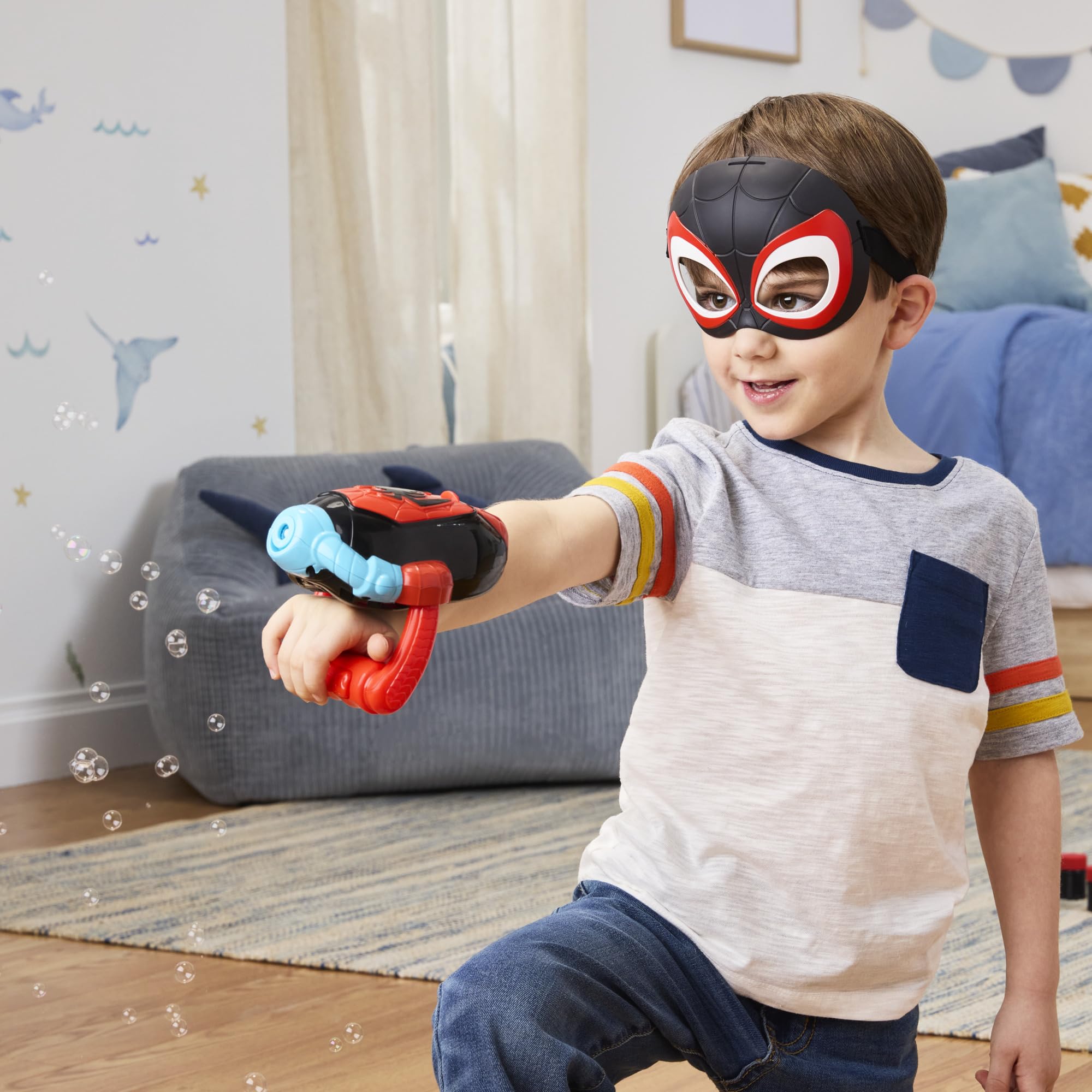 Miles 'Spin' Morales Bubble Slinger - Electronic Web-Blasting Bubble Toy for Kids 3+ 17
