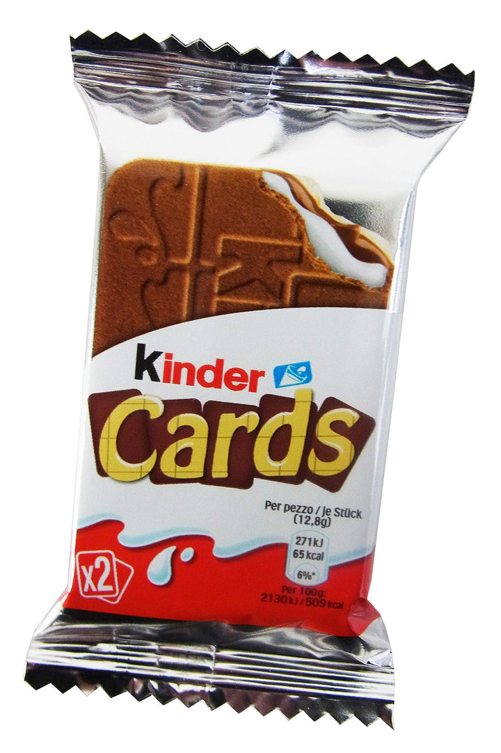 Kinder Cards Wafer Biscuits, Individually Wrapped Chocolate Snacks with Creamy Cocoa Filling, 786g Bulk Pack