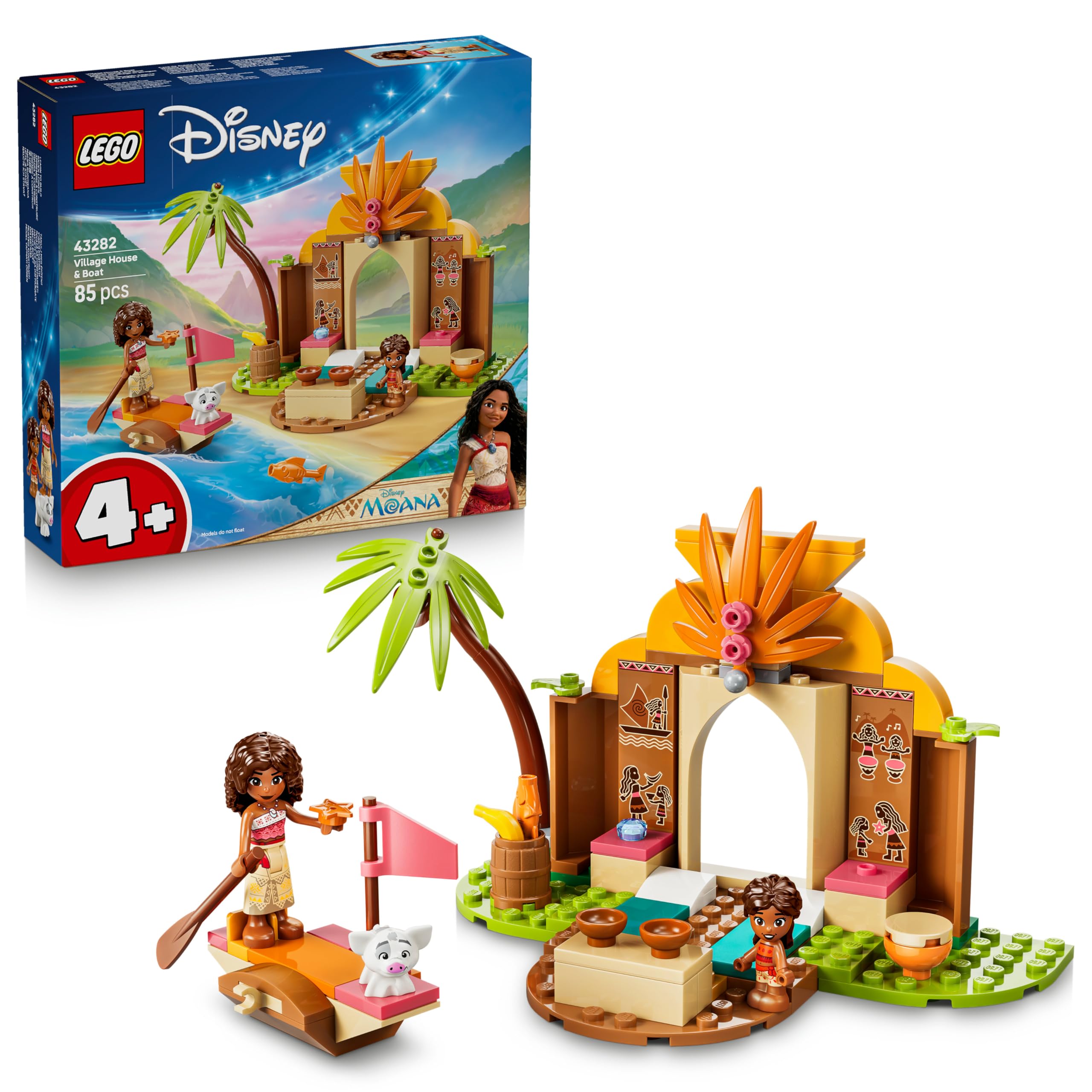 LEGO Disney Moana Village House & Boat Set 43282 | Ages 4+ | Includes Moana, Simea, Pua