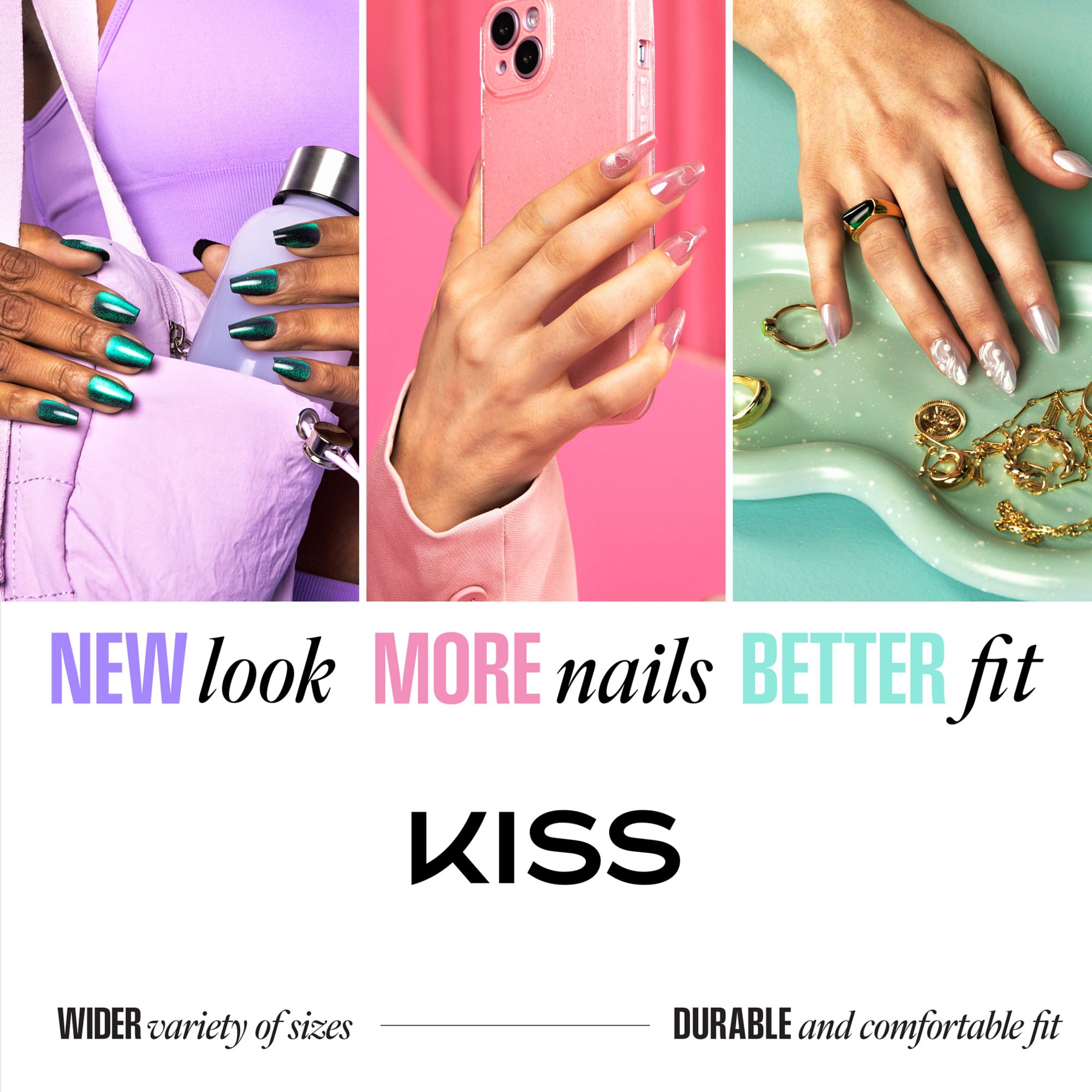 KISS GLAM Press On Nails - One n Only | Pink | Short Round | 32 Count 9