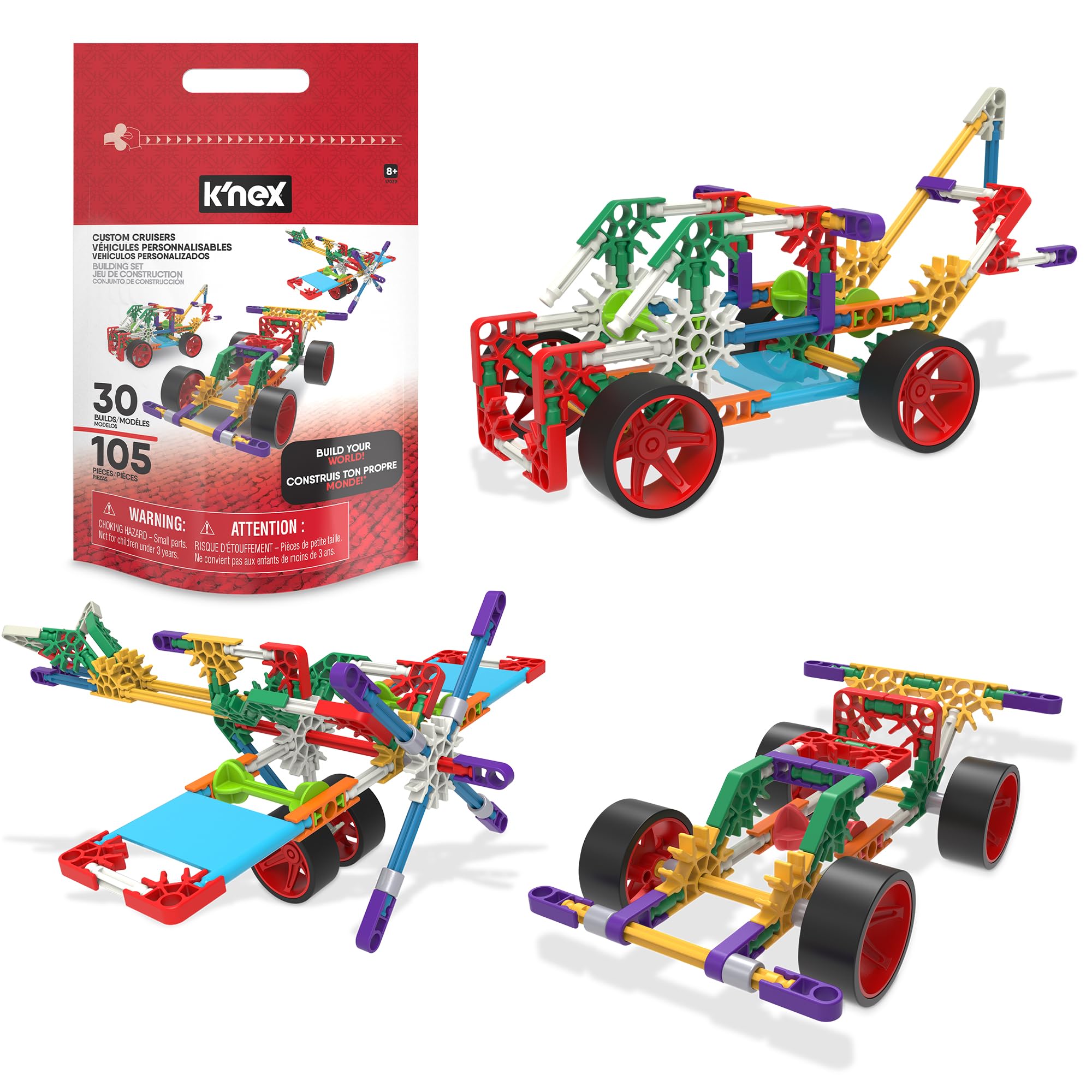 K"NEX Custom Cruisers Building Set - 325 Pieces, 30 Models, STEM Construction Toy for Kids 7+ 8