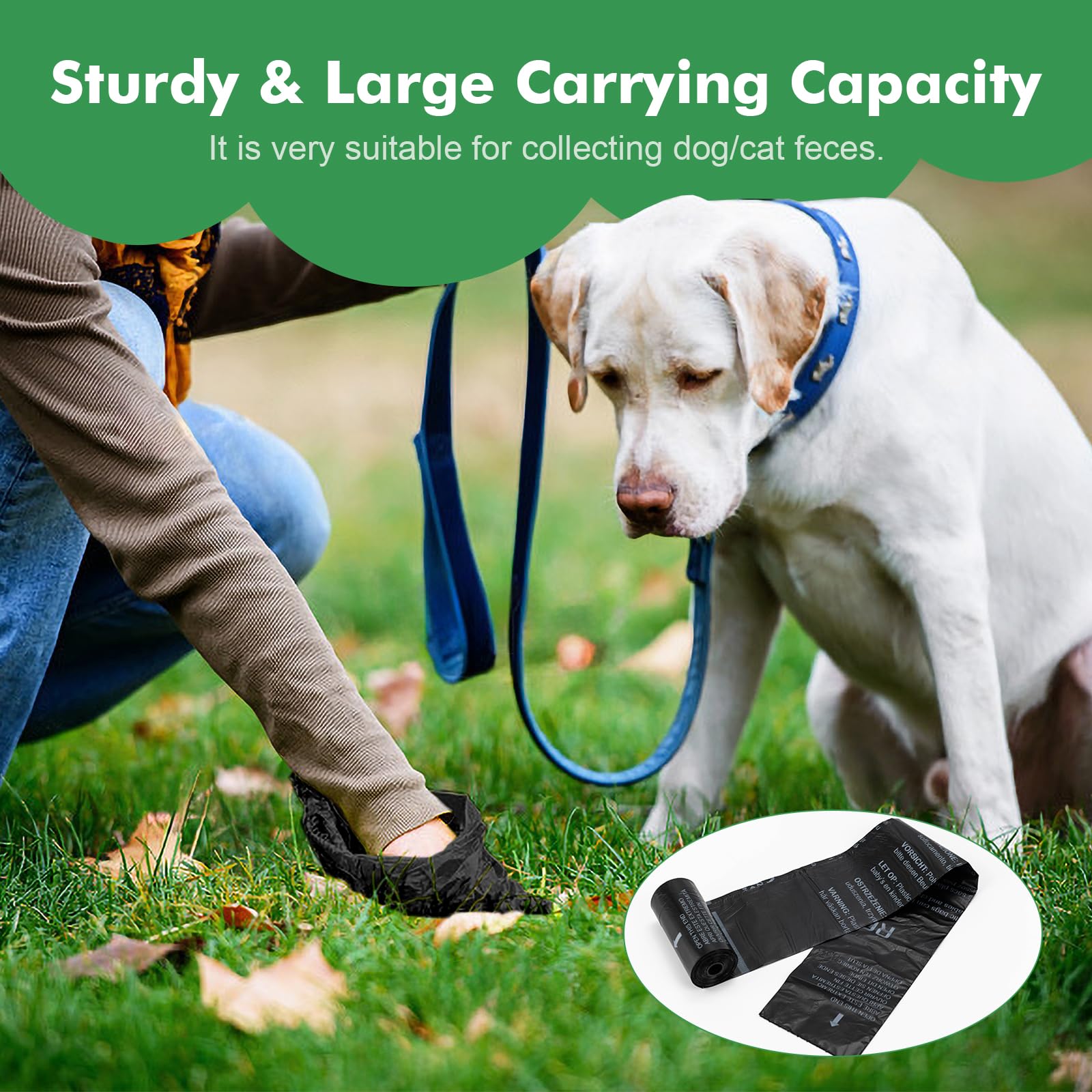REVER GH50 Unscented Dog Poop Bags - 300 Extra Thick Bags, Black, PE Material 2