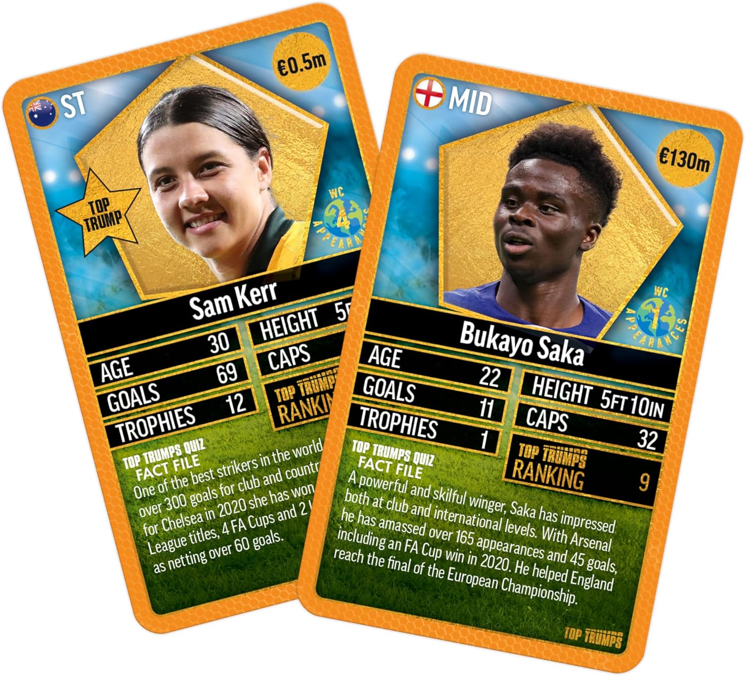 Top Trumps World Football Stars Top 200 Card Game Pack 6 9