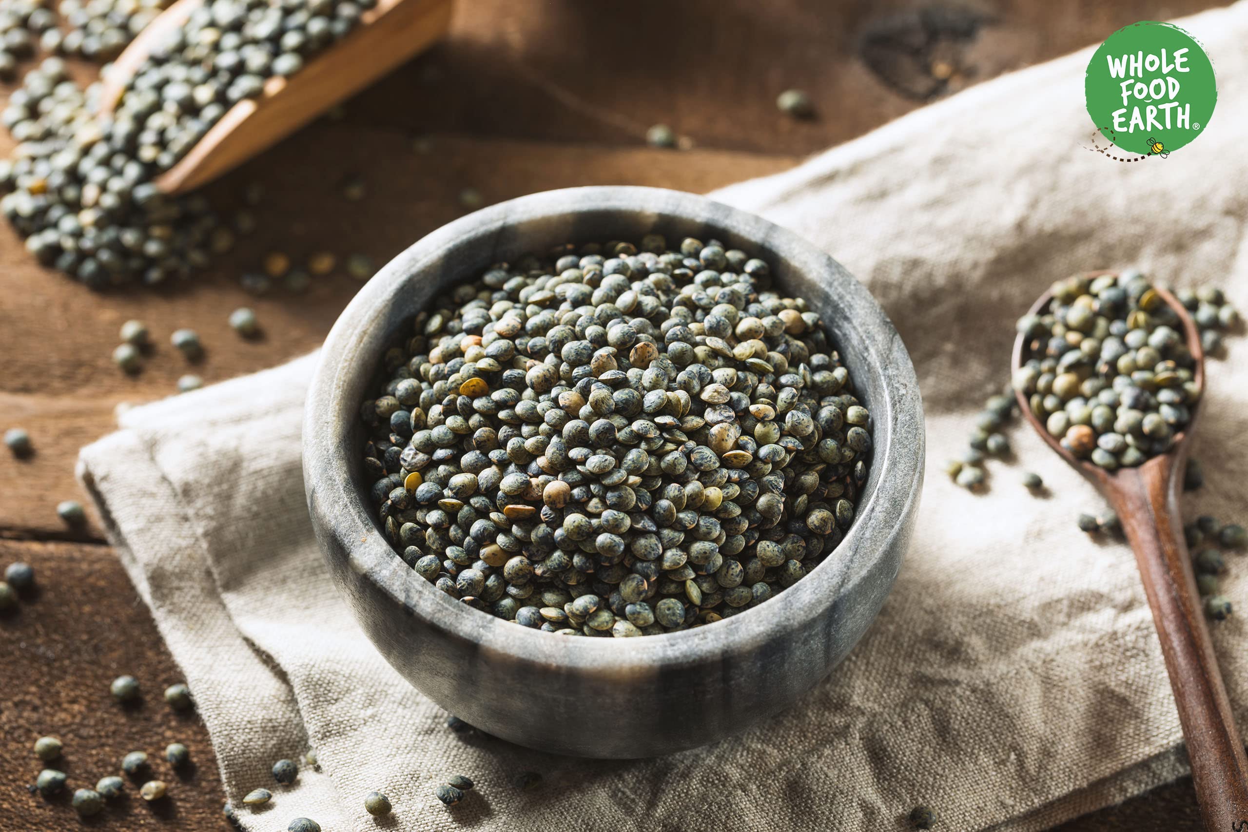 Wholefood Earth Organic Dark Green French Style Lentils - 500g | High Protein | GMO Free 3