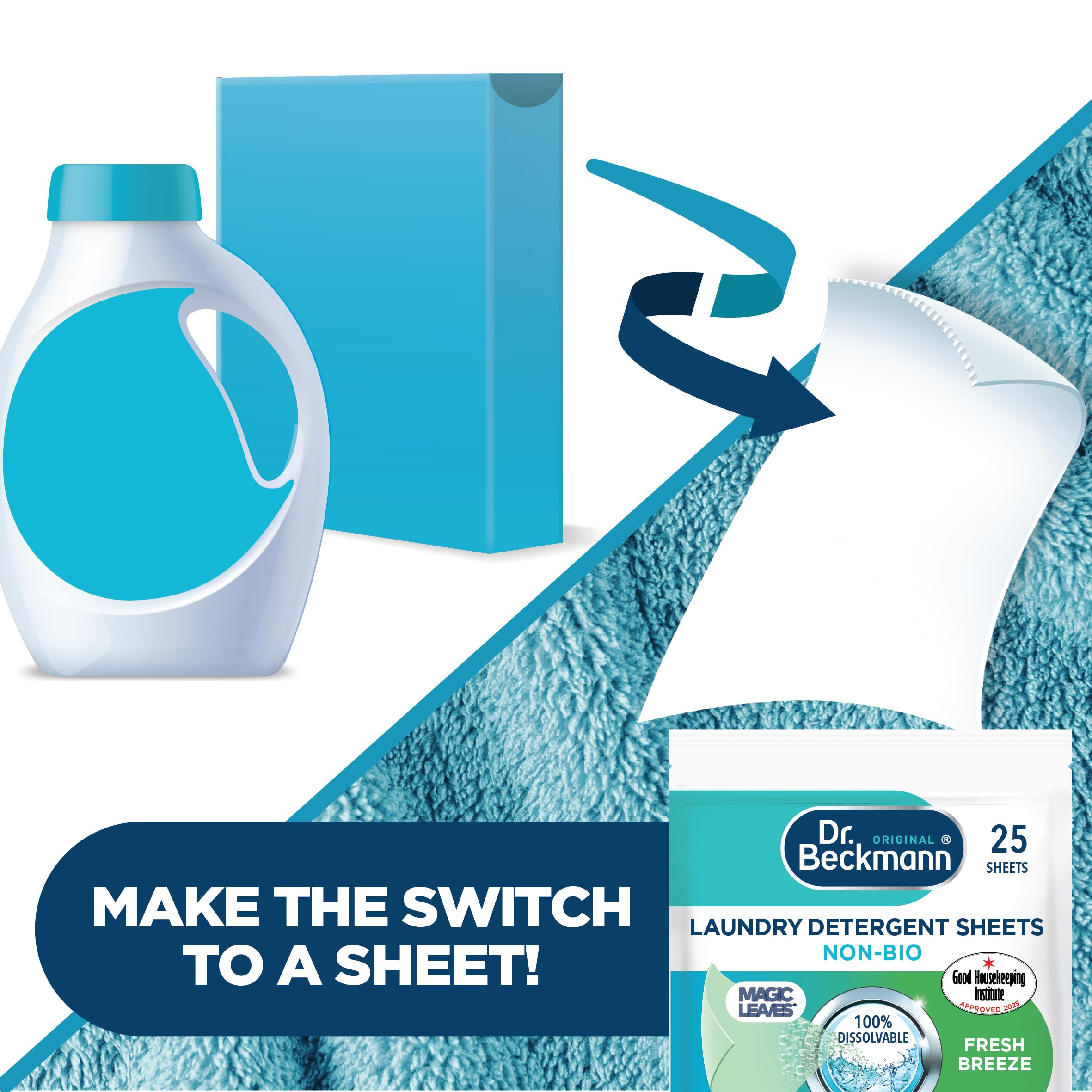 Dr. Beckmann MAGIC LEAVES NON-BIO Laundry Detergent Sheets - Spring Fresh Scent | 25 Count 5