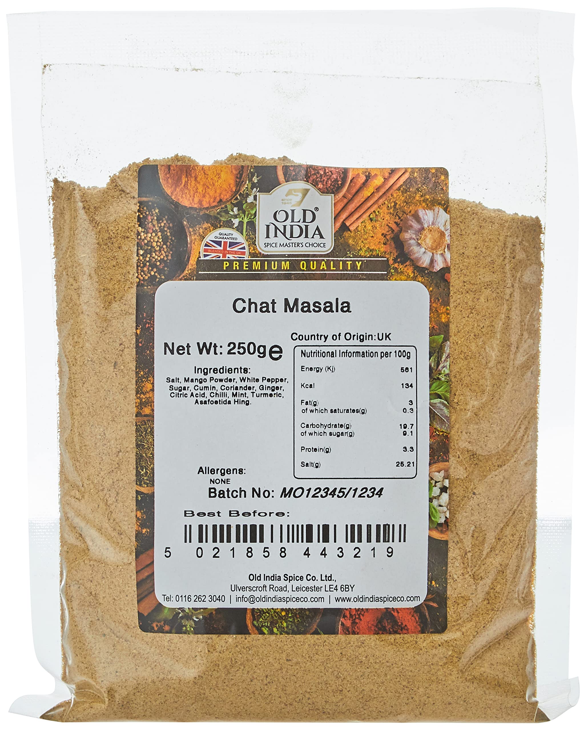 Old India Chaat Masala Powder - 100% Natural, Additive & GMO Free | 250g