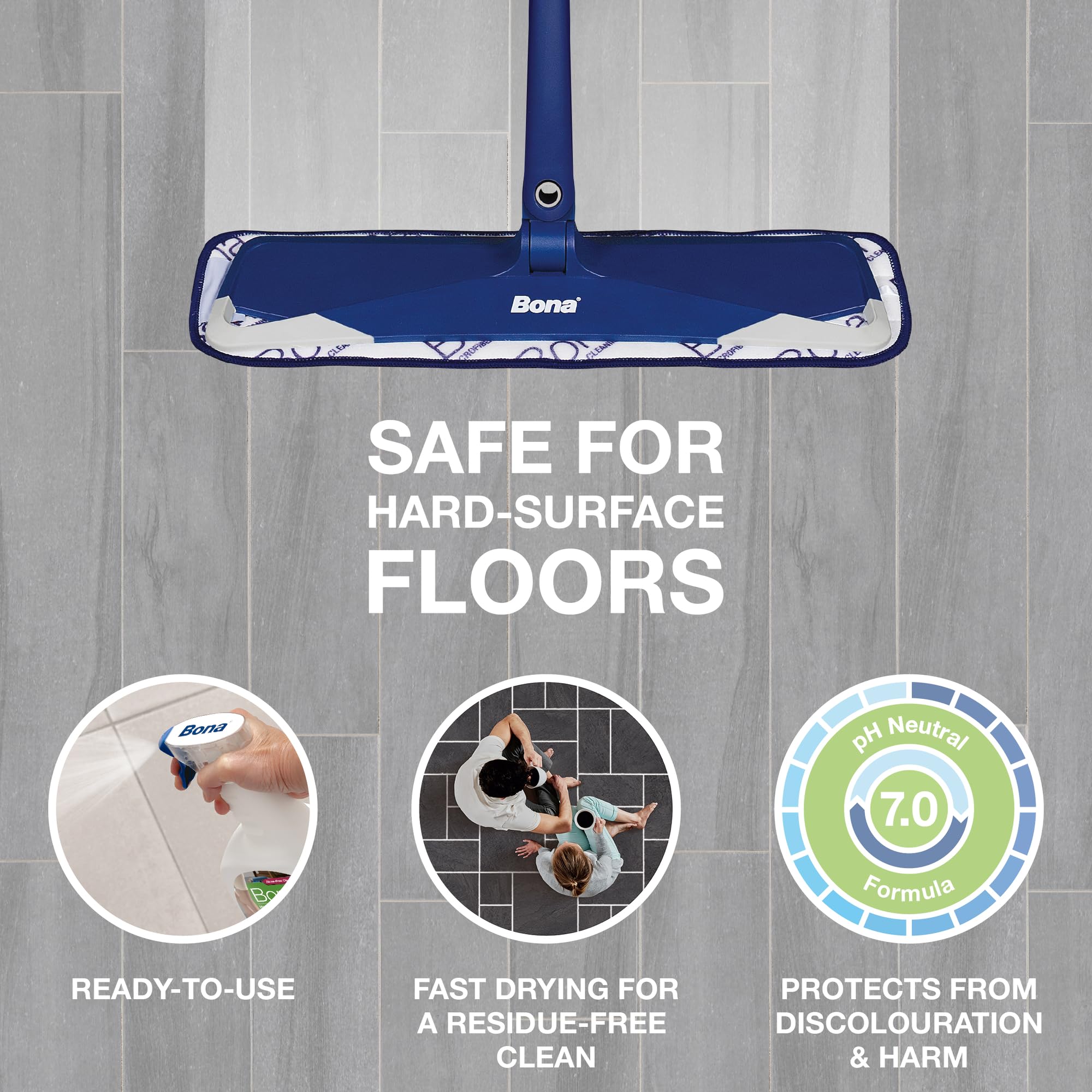 Bona Hard Surface Floor Cleaner Liquid for Stone, Tile, Laminate, LVT | 1L | Unscented 2