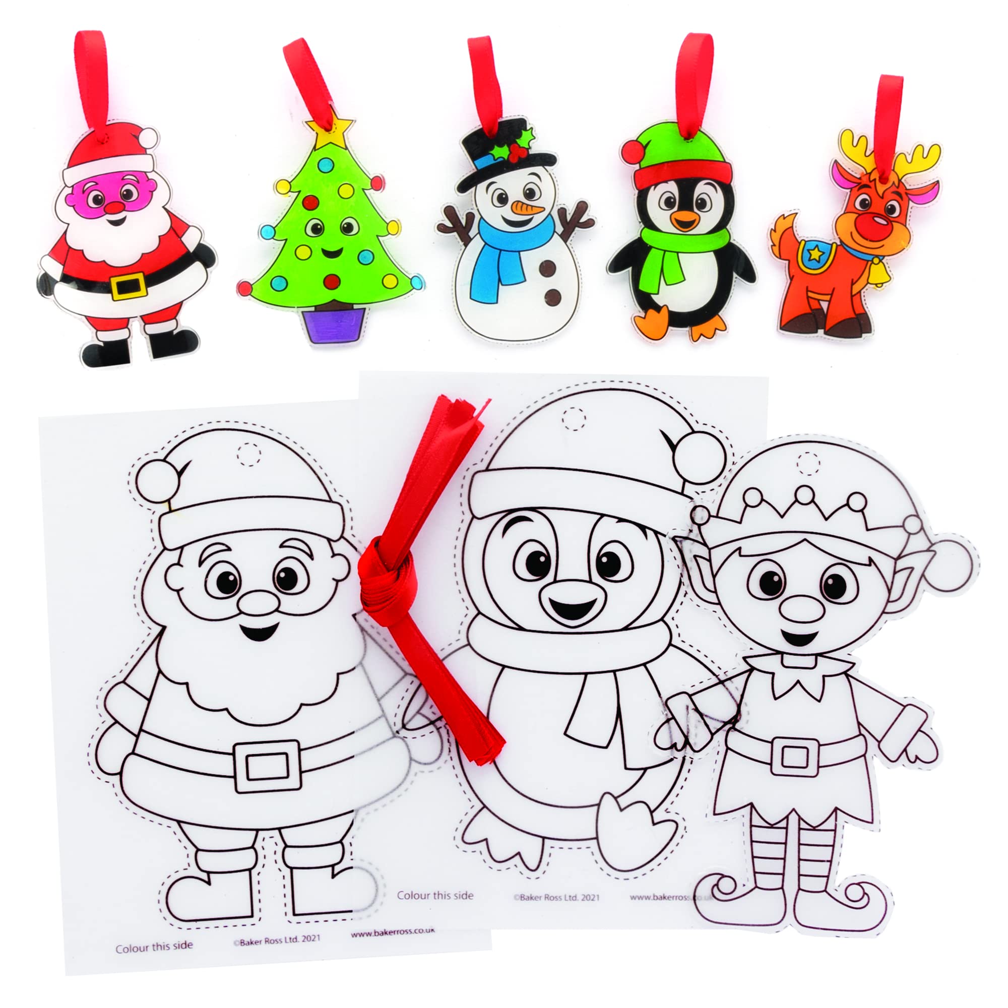 Baker Ross Christmas Super Shrink Decorations - Pack of 10 Plastic Craft Kit for Kids 6