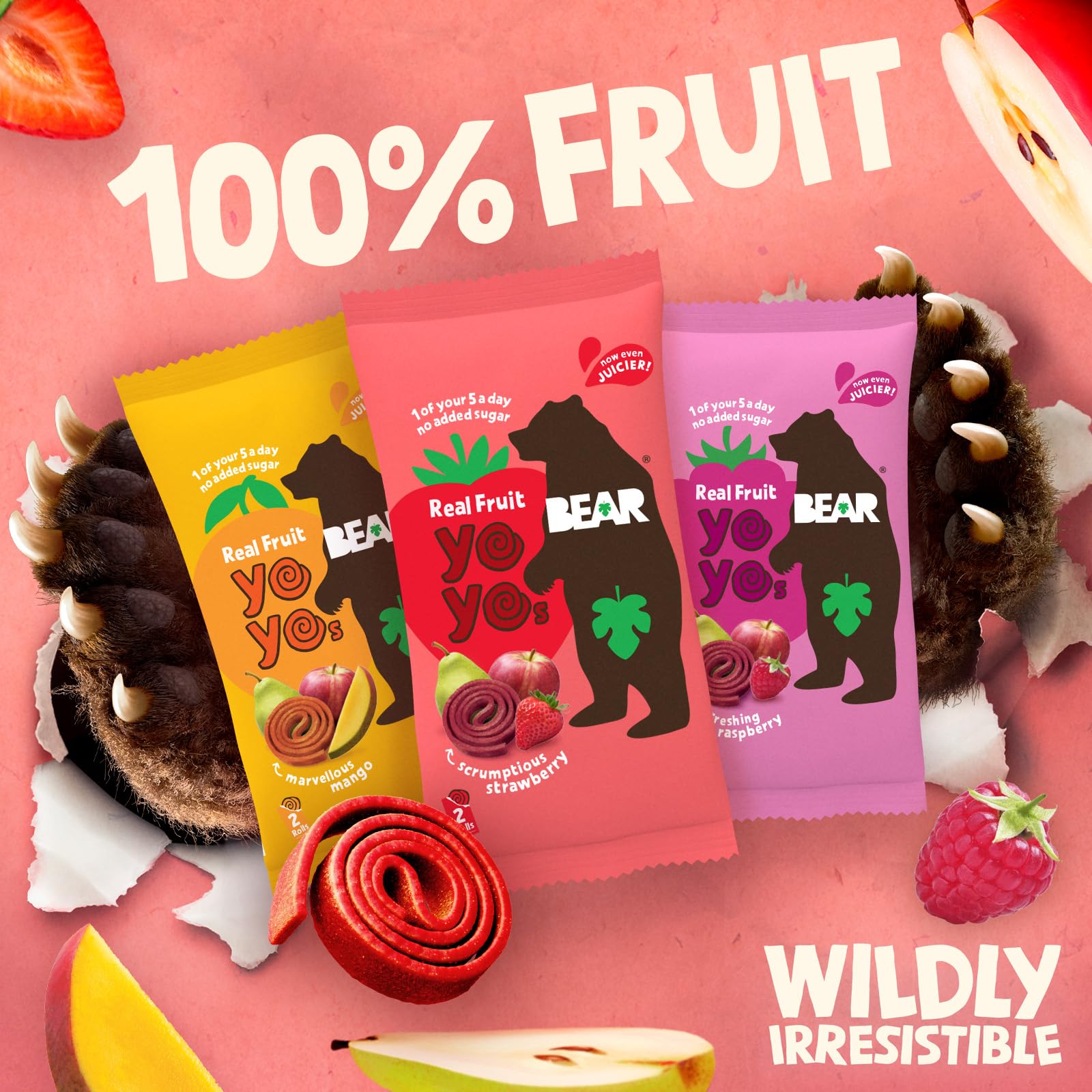 BEAR Fruit Rolls Variety Pack - 18 Rolls (20g Each) | 100% Fruit, No Added Sugar 4
