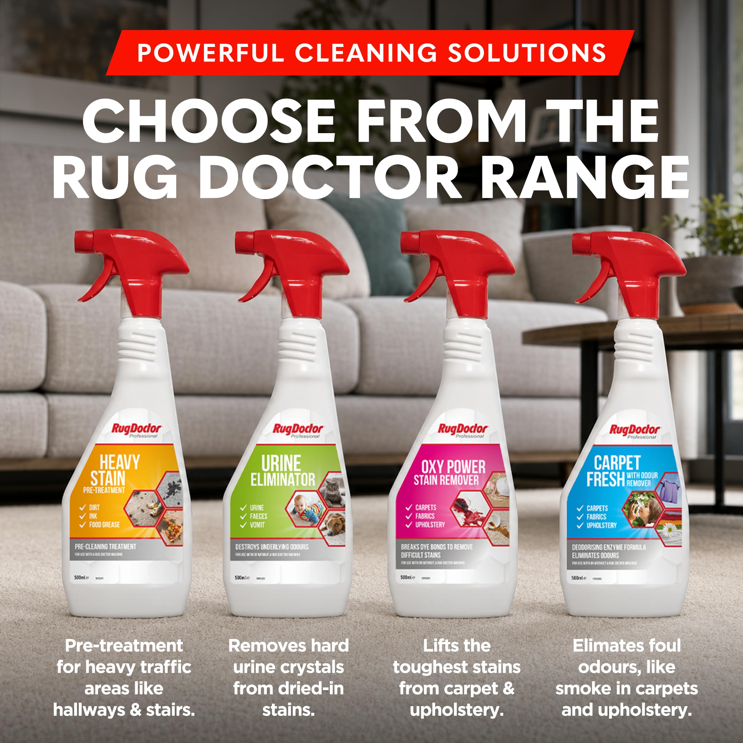 Rug Doctor Urine Eliminator Enzyme Cleaner - 500ml for Pet Accidents & Pre-Treatment 8