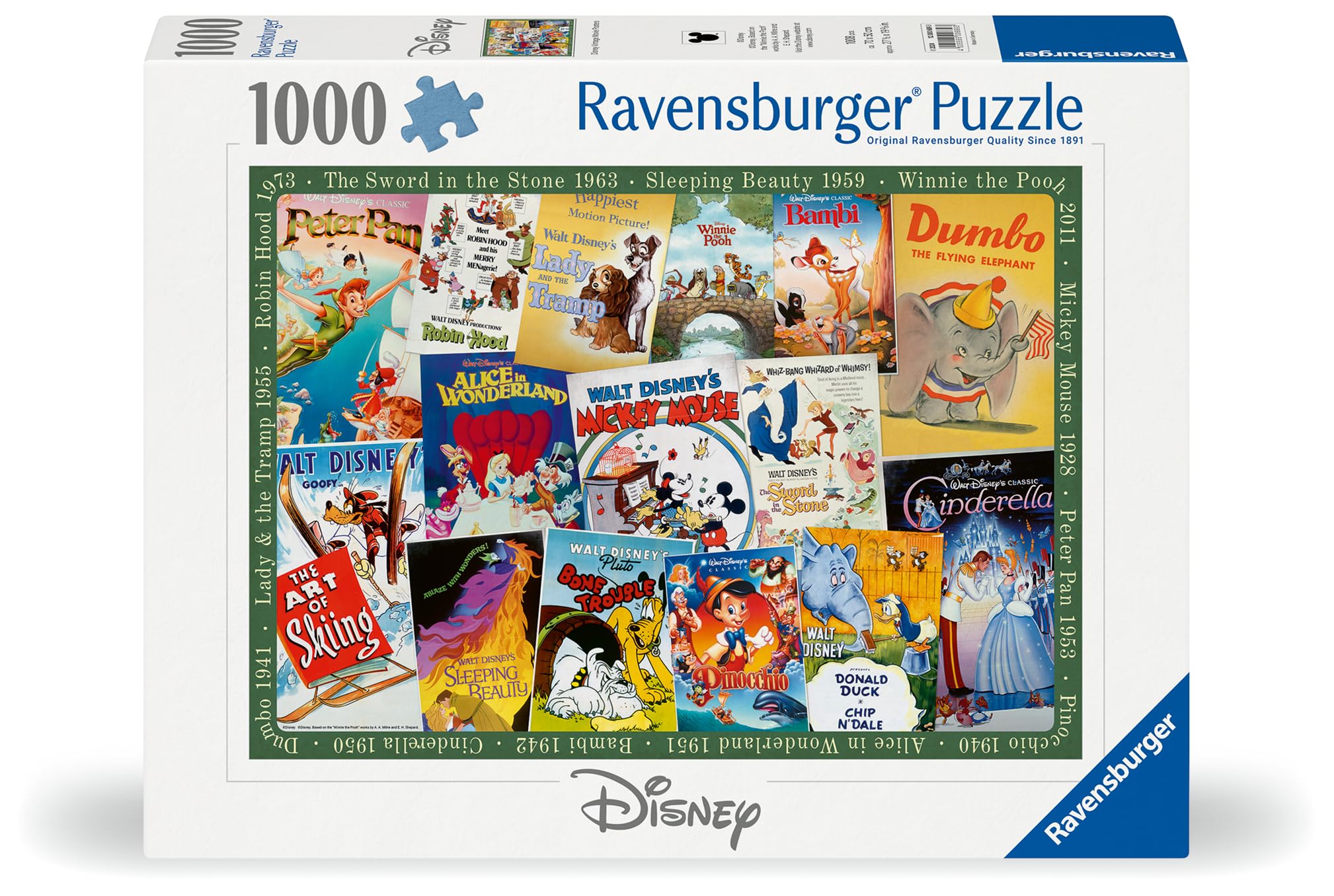 Ravensburger Disney Vintage Classic Movie Posters Jigsaw Puzzle - 1000 Pieces | 70x50cm