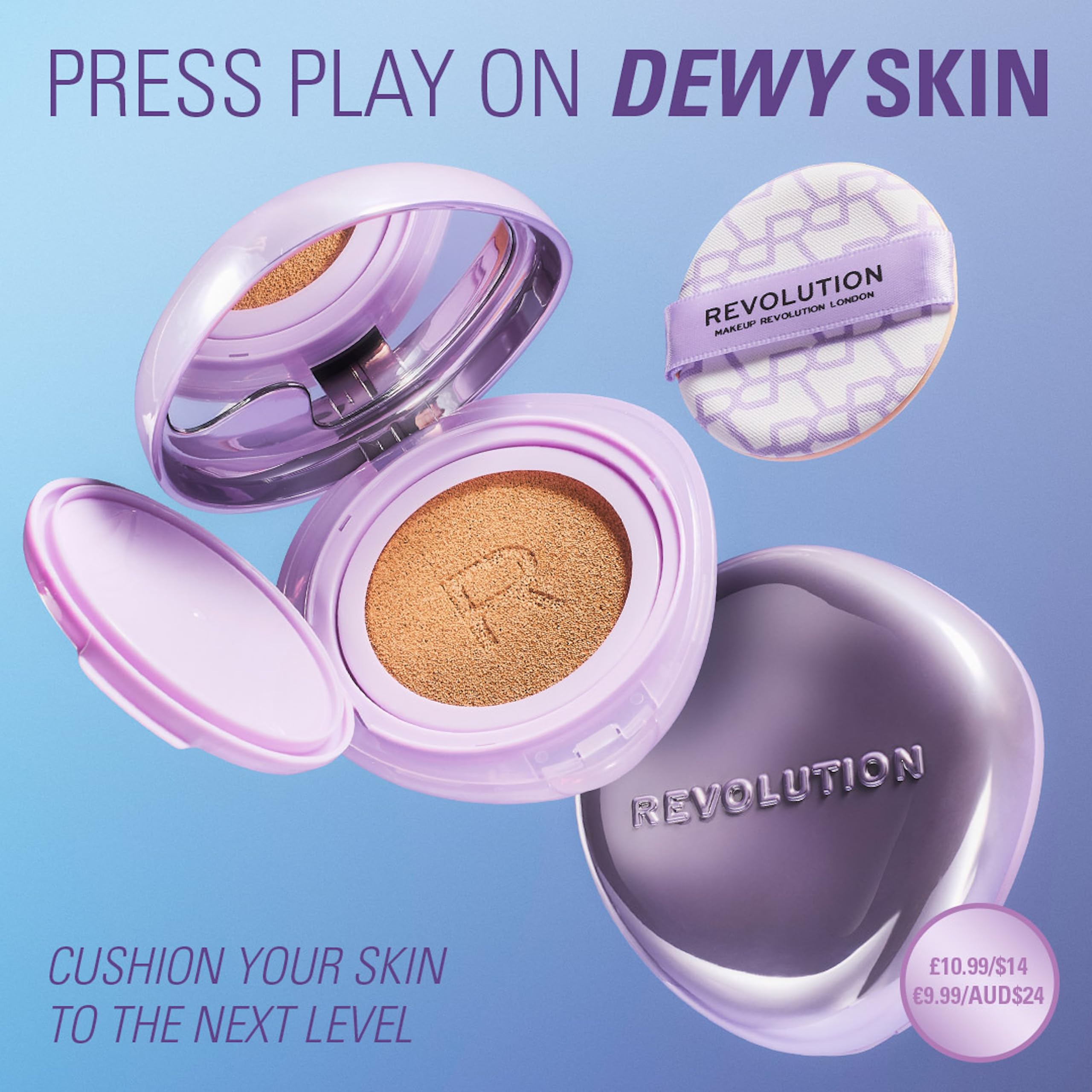 Revolution Beauty London Superdewy Cushion Foundation - Buildable Coverage | Hydrating | Light Neutral 7