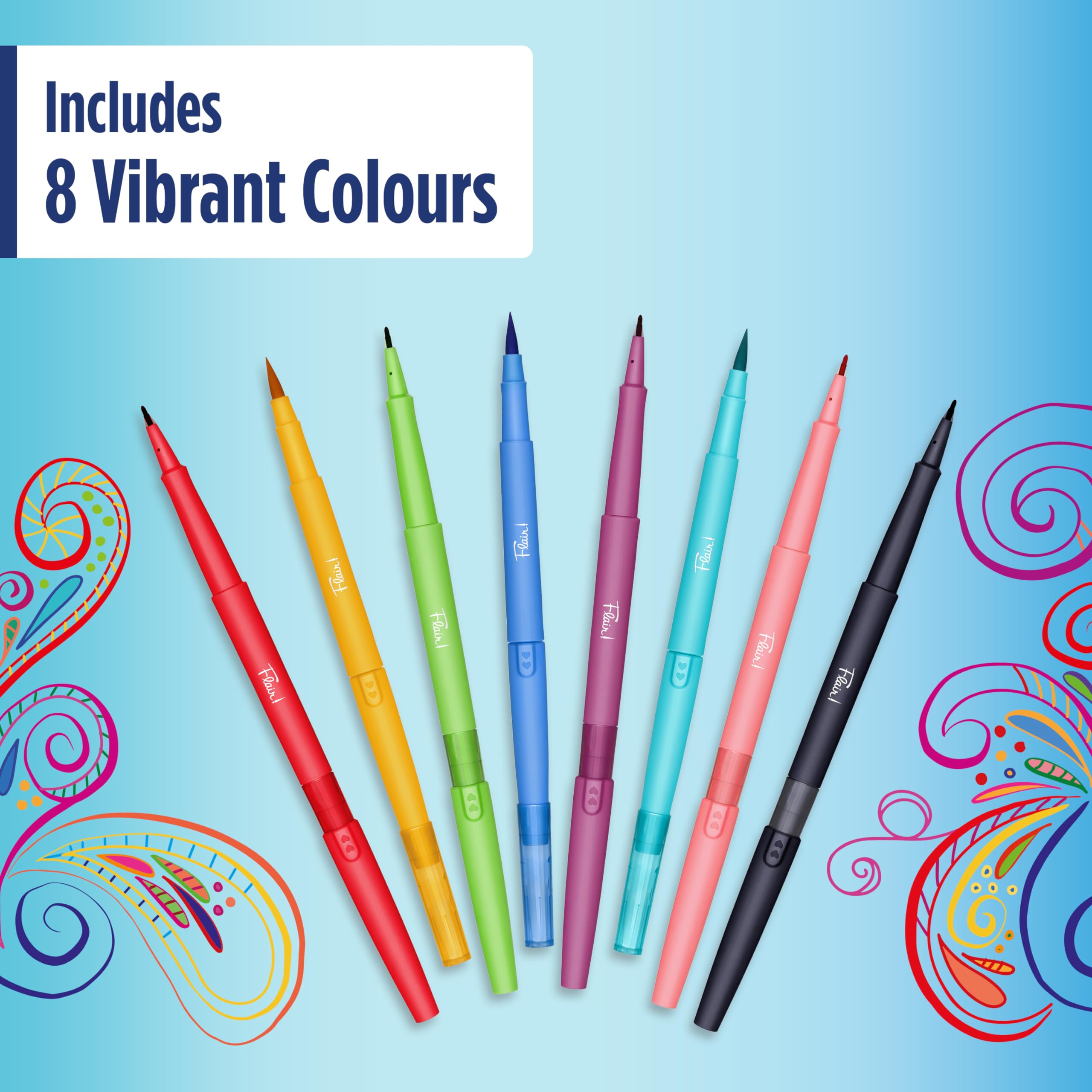 Paper Mate Flair DUAL Felt Tip Pens - Brush and Medium 0.7mm Tips - Double Ended Coloring Pens - Assorted Colors - 8 Pack 7