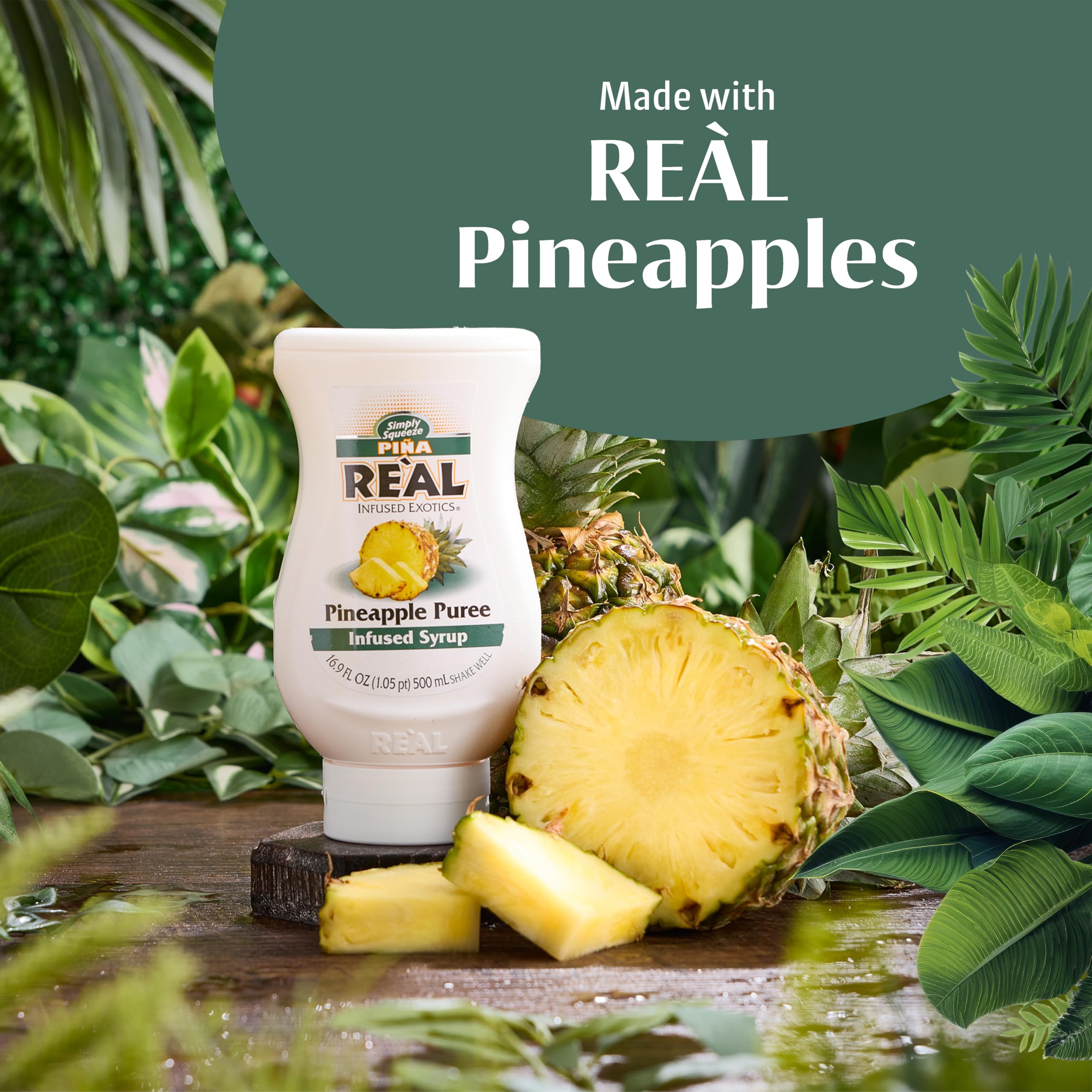 Reàl Infused Exotics Pineapple Syrup - 40% Real Fruit Puree | 500 ml | Gluten Free, Vegan