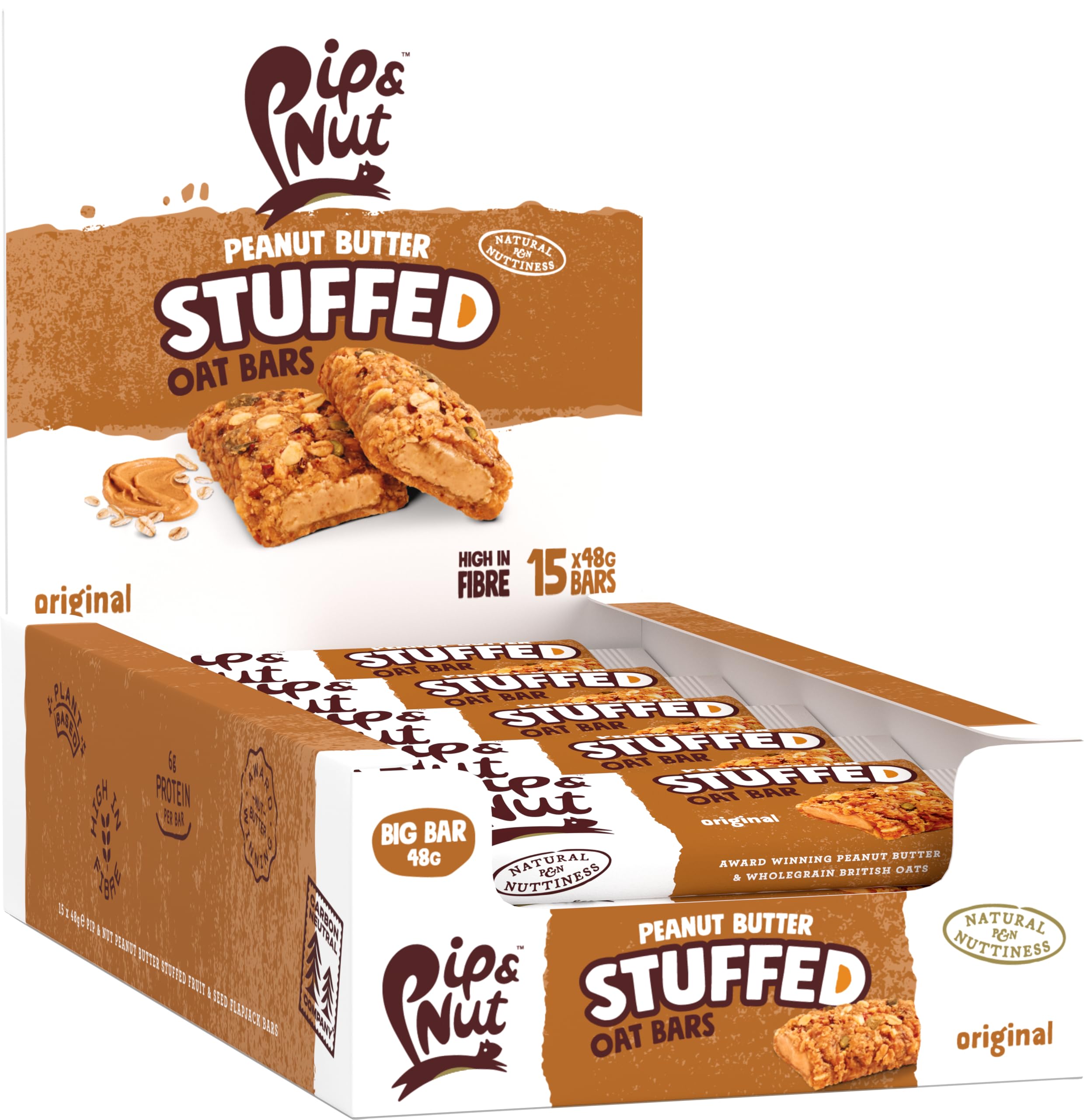 Pip & Nut Peanut Butter Stuffed Oat Bar Original - 15 Pack