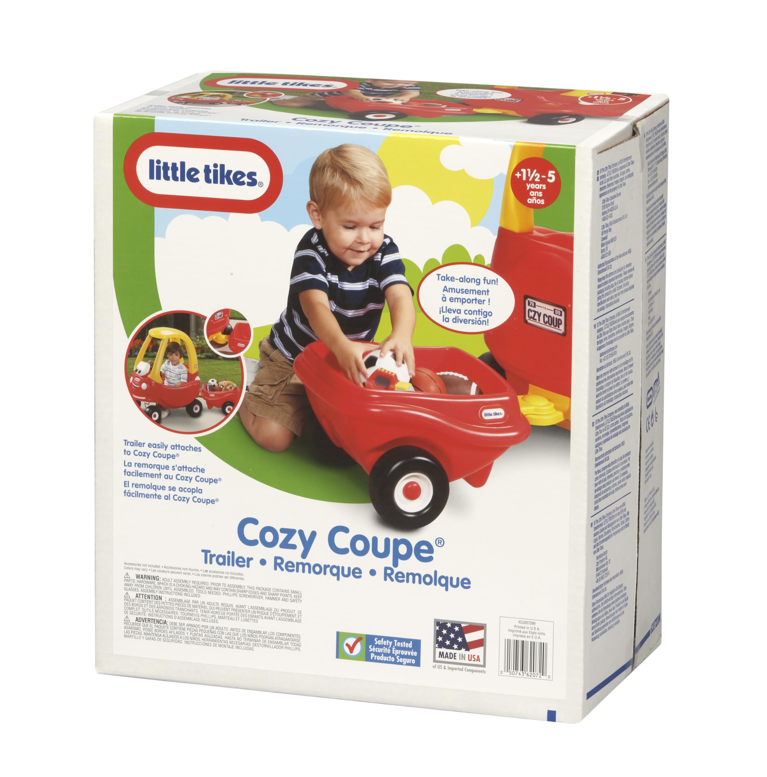 little tikes Cozy Coupe Trailer - Red Plastic Trailer for Toddlers Ages 3+ | Compatible with 30th Anniversary Coupes 5