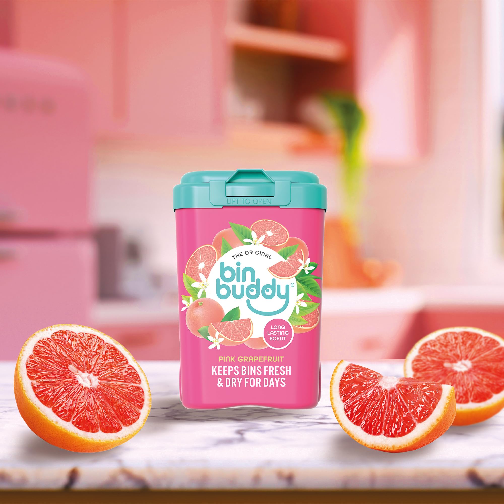 Bin Buddy Pink Grapefruit Bin Deodoriser Powder - Absorbs Mess & Eliminates Odour | Pack of 3 (450g Each) 5