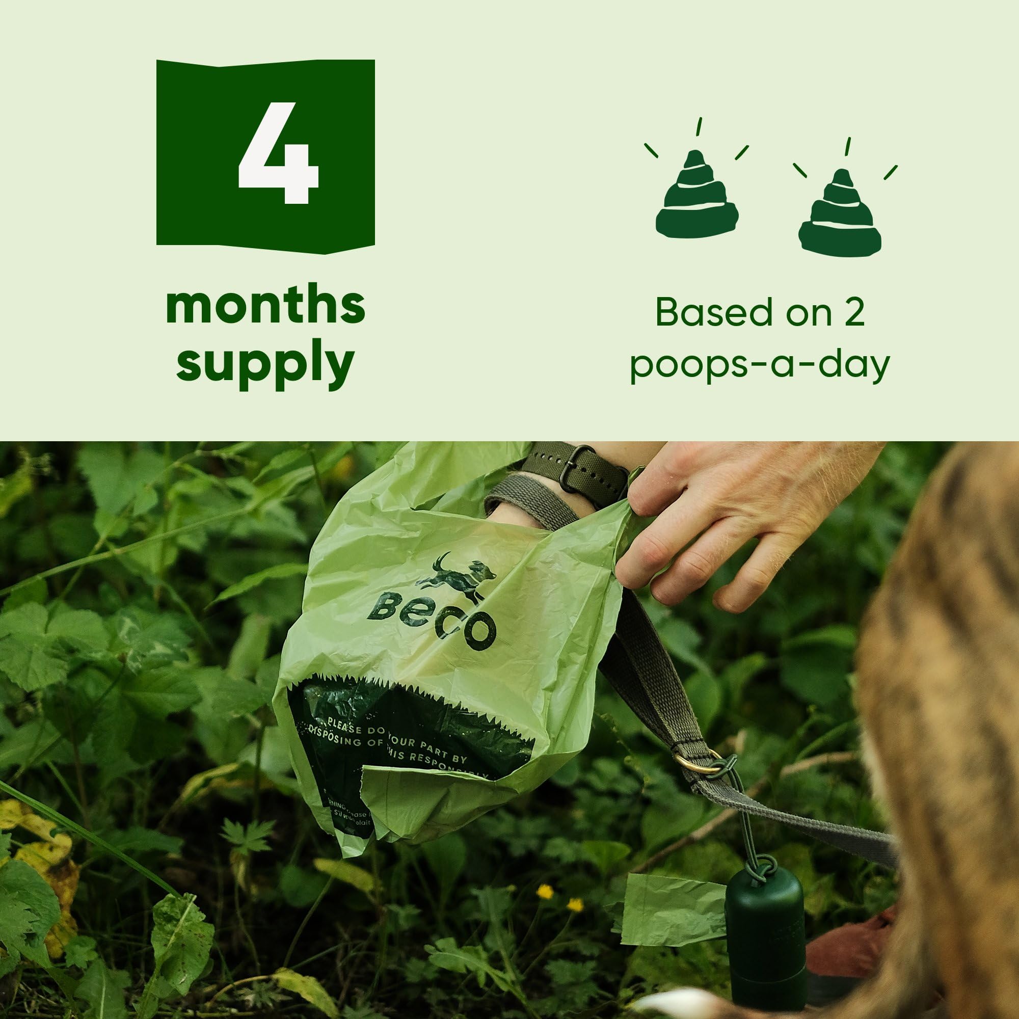 Beco Dog Poo Bags - 270 Count Mint Scented with Handles | 100% Recycled Plastic 7